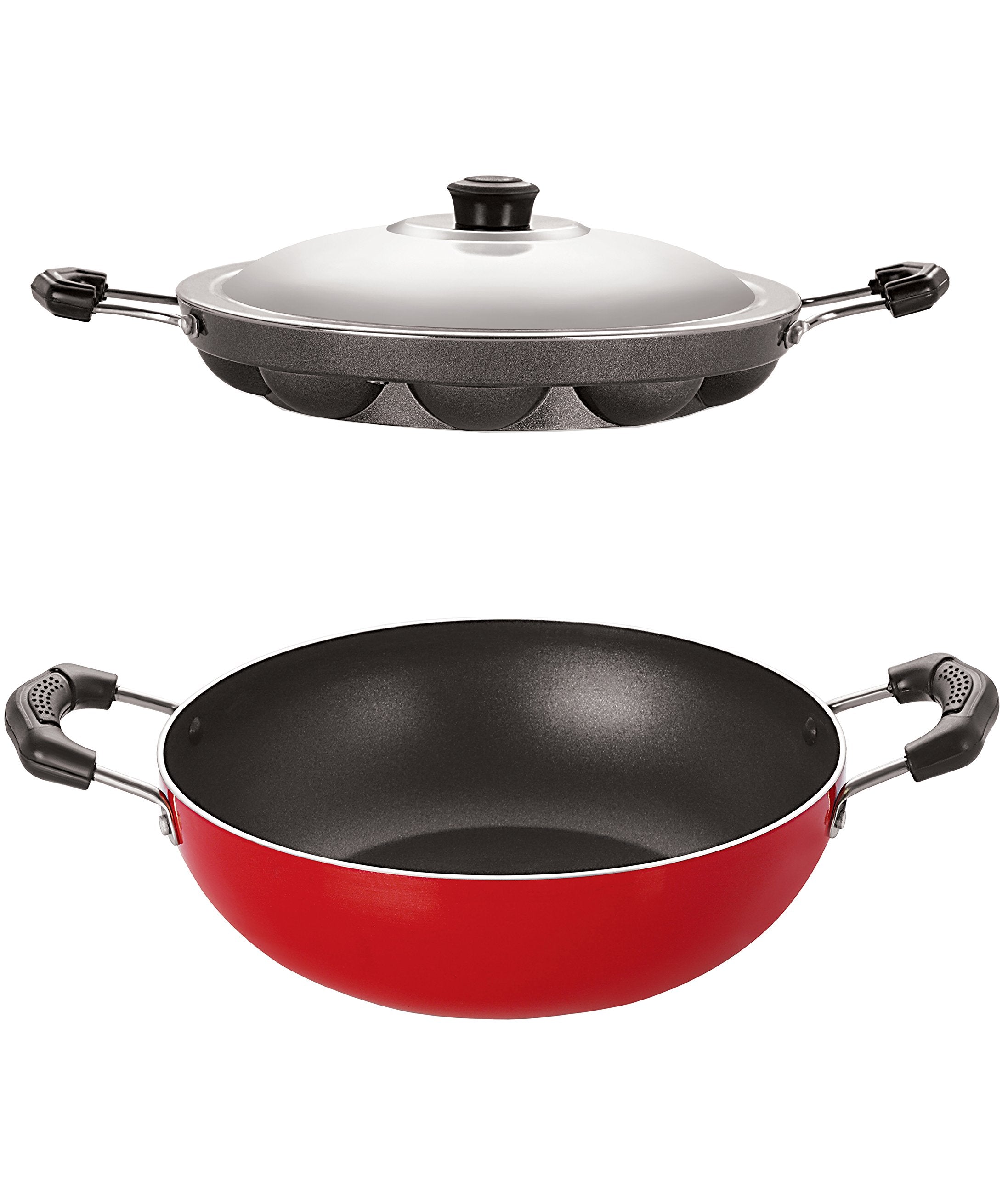 Nirlon NonStick Coated Dishwasher Safe Aluminium Kitchenware Combo Set With Bakelite Handle, 2.6Mm_Kd13_Ap(12)