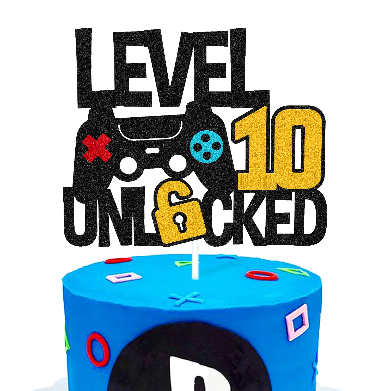 Level 10Th Unlocked Cake Topper Game Controller 10S Cake Decoration Happy 10 Birthday Cake Decor Video Play Game Movie Theme Boy