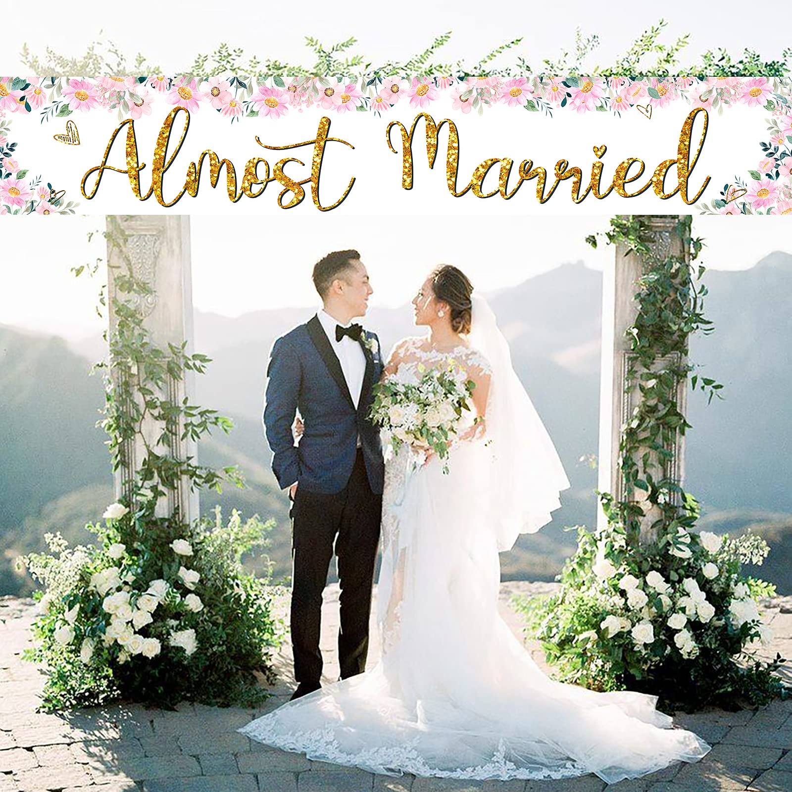 Almost Married Large Banner Sign,Wedding Rehearsal Dinner Decorations Supplies,Engagement Sign Celebrations Party Decor Supplies
