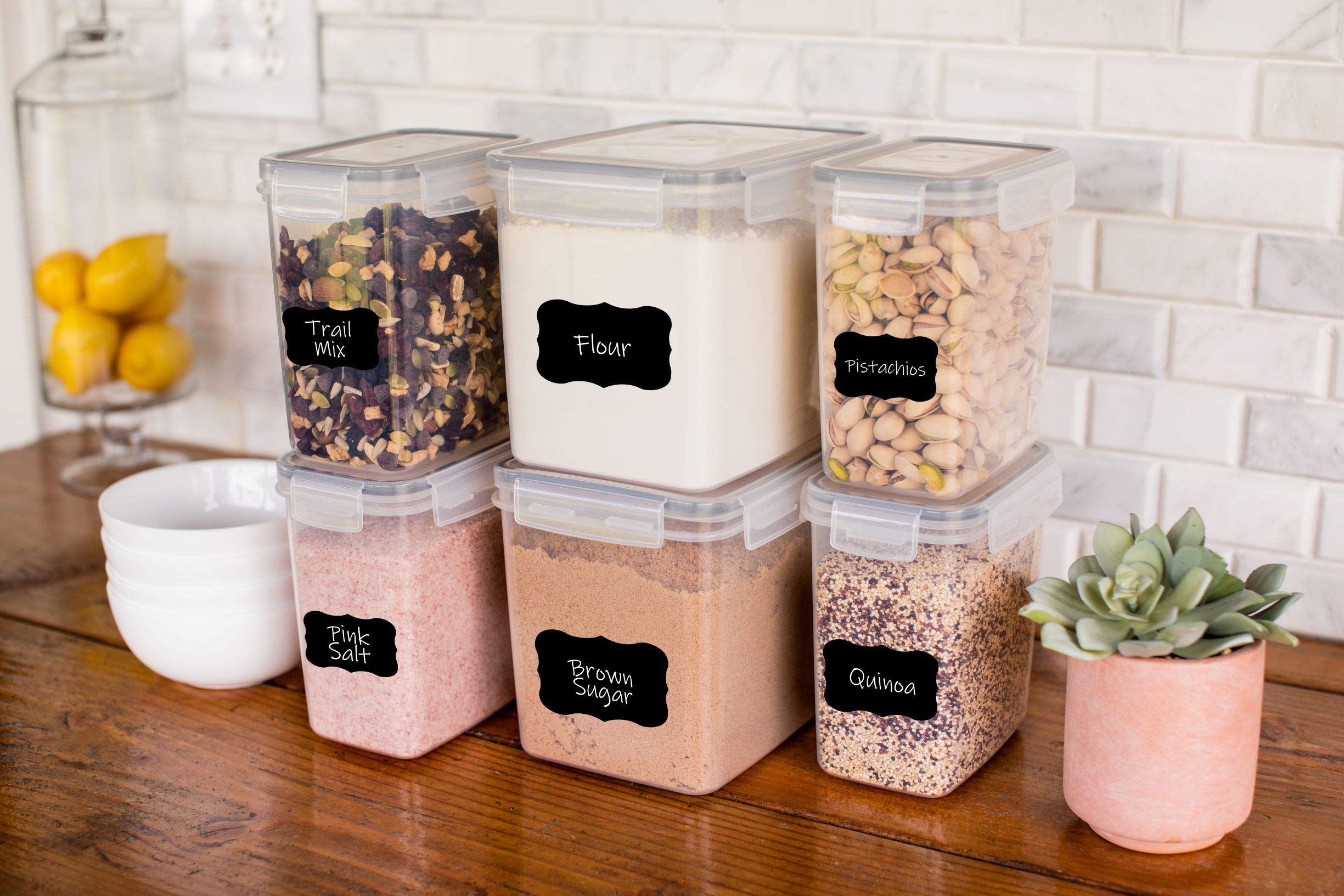 Simple Gourmet Airtight Food Storage Containers - Set Of 6 Flour And Sugar Canisters For Pantry Storage And Organization - Marke