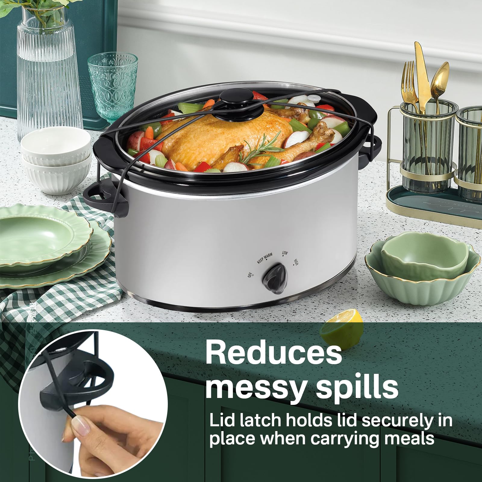 Black Lid Latch Strap Rubber Band 6,7,8 Quart Compatible For Hamilton Beach Crock Pot Slow Cooker Wht