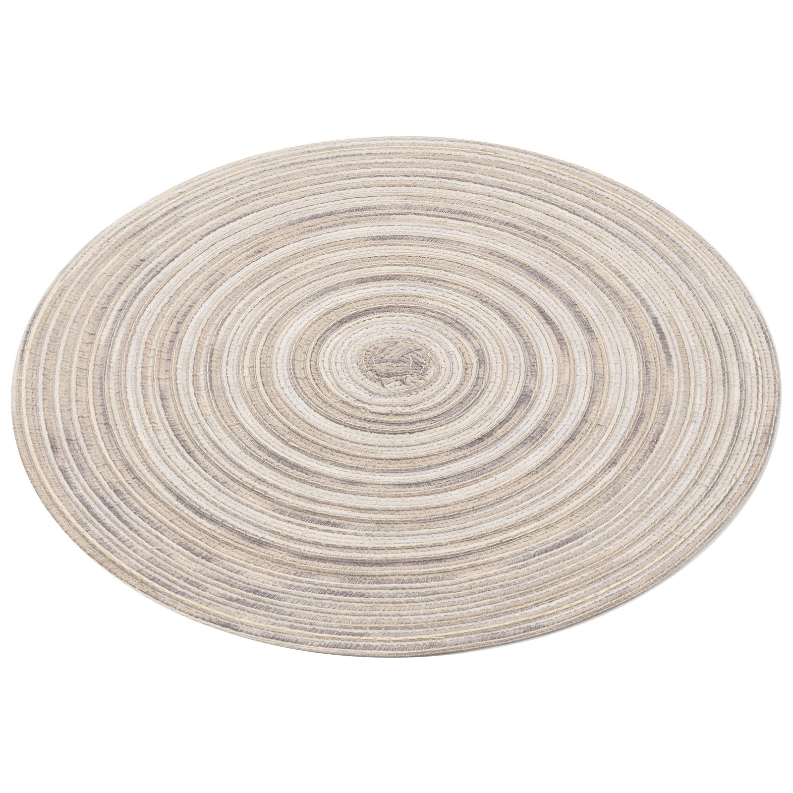 SHACOS Round Braided Placemats 15 inch Set of 6 Washable Kitchen Table Placemats for Home Wedding Party (Rainbow Gray, 6)