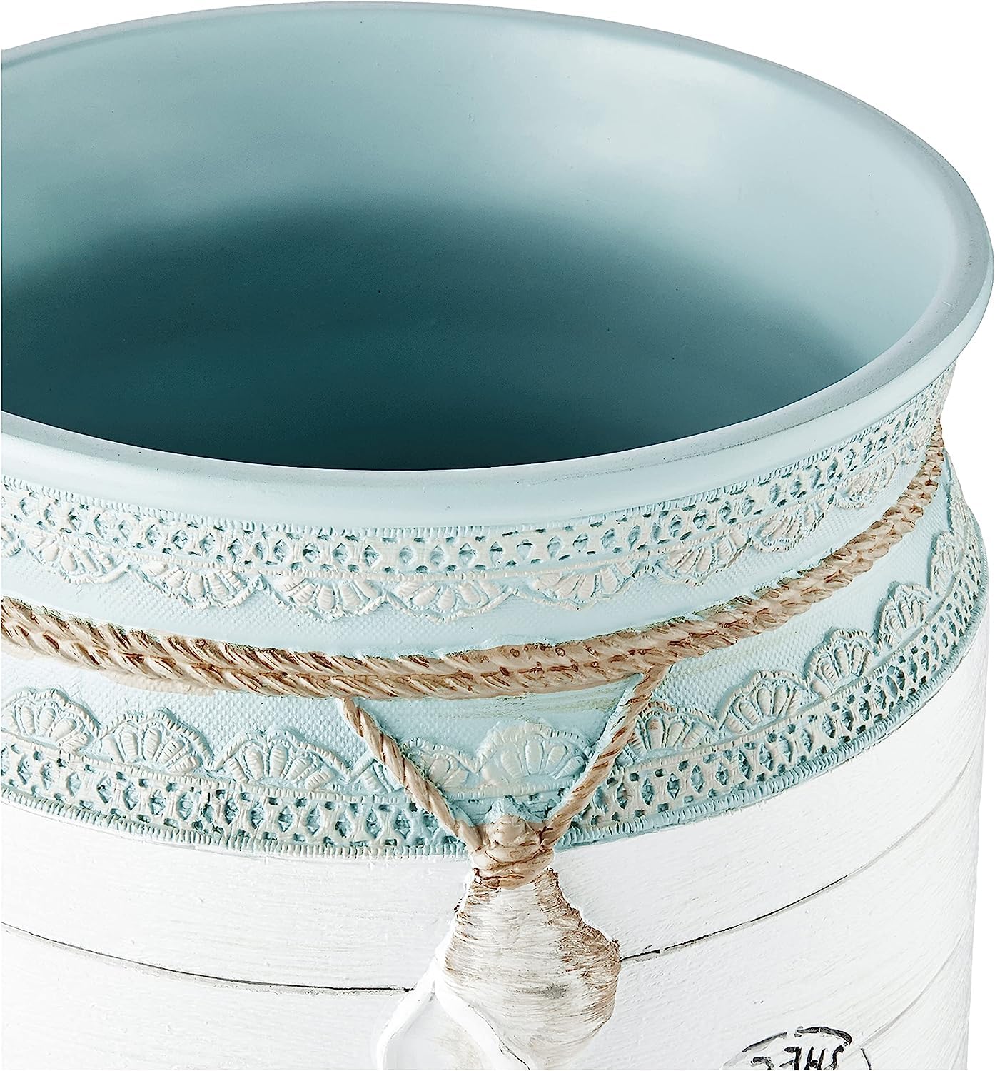 Avanti Linens - Waste Basket, Decorative Trash Can For Home Or Office, Farmhouse Chic Bathroom Accessories (Farmhouse Shell Coll
