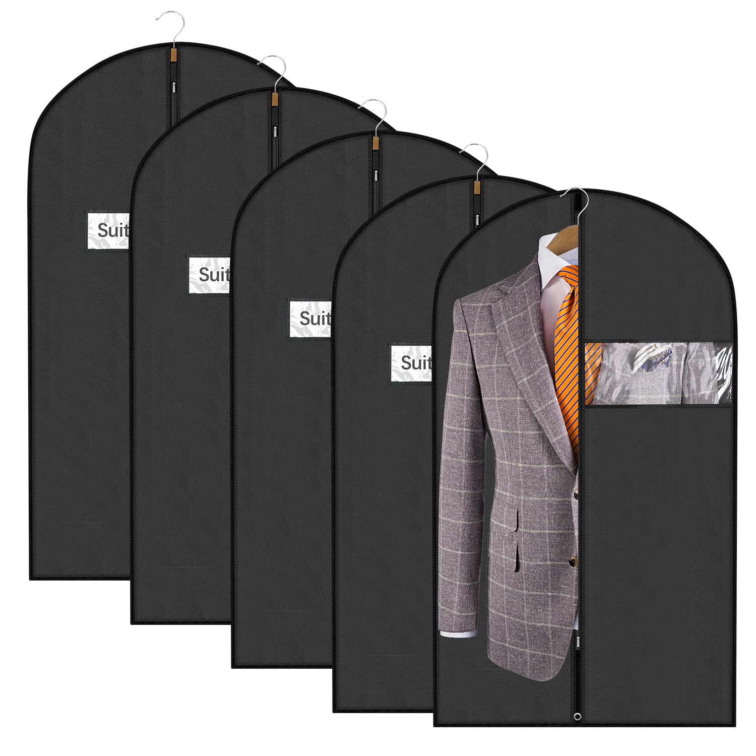 Mangotree Black Garment Bags, Men/Women Suit Bags For Travel, Garment Covers For Hanging Clothes, Nonwoven Breathable Clothing P