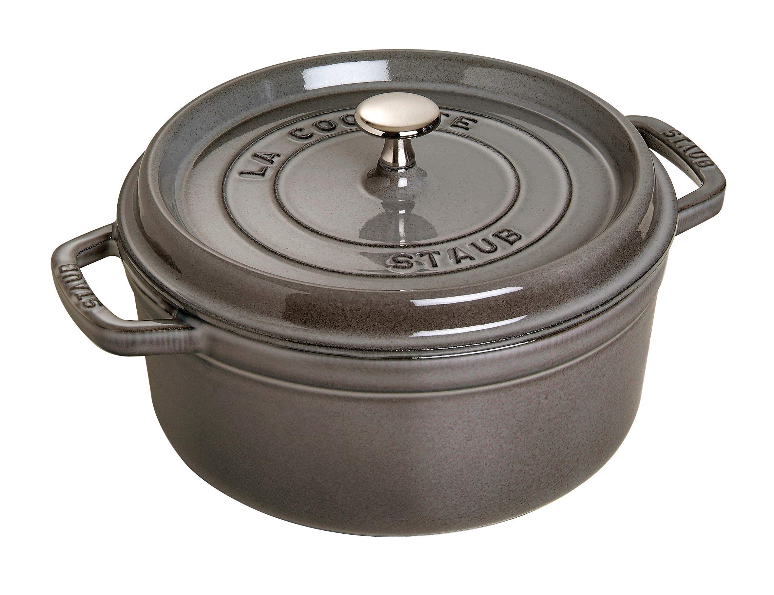 Staub Cast Iron 9-Qt Round Cocotte - Graphite Grey, Made In France