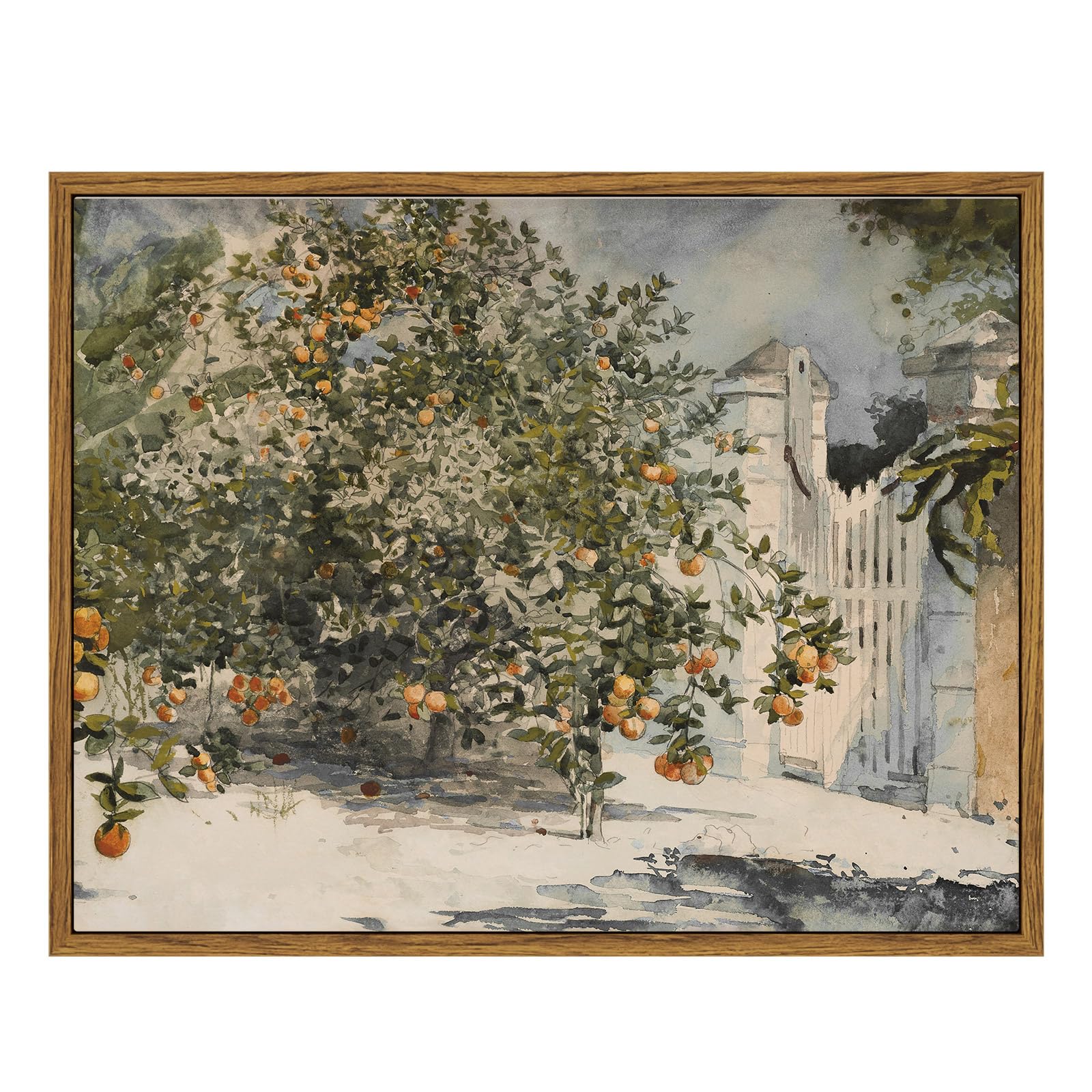 Viyyiea Framed Canvas Wall Art Vintage Decor, Country Orange Trees Decor, Earthy Room Decor Aesthetic, Kitchen Living Room Bedro