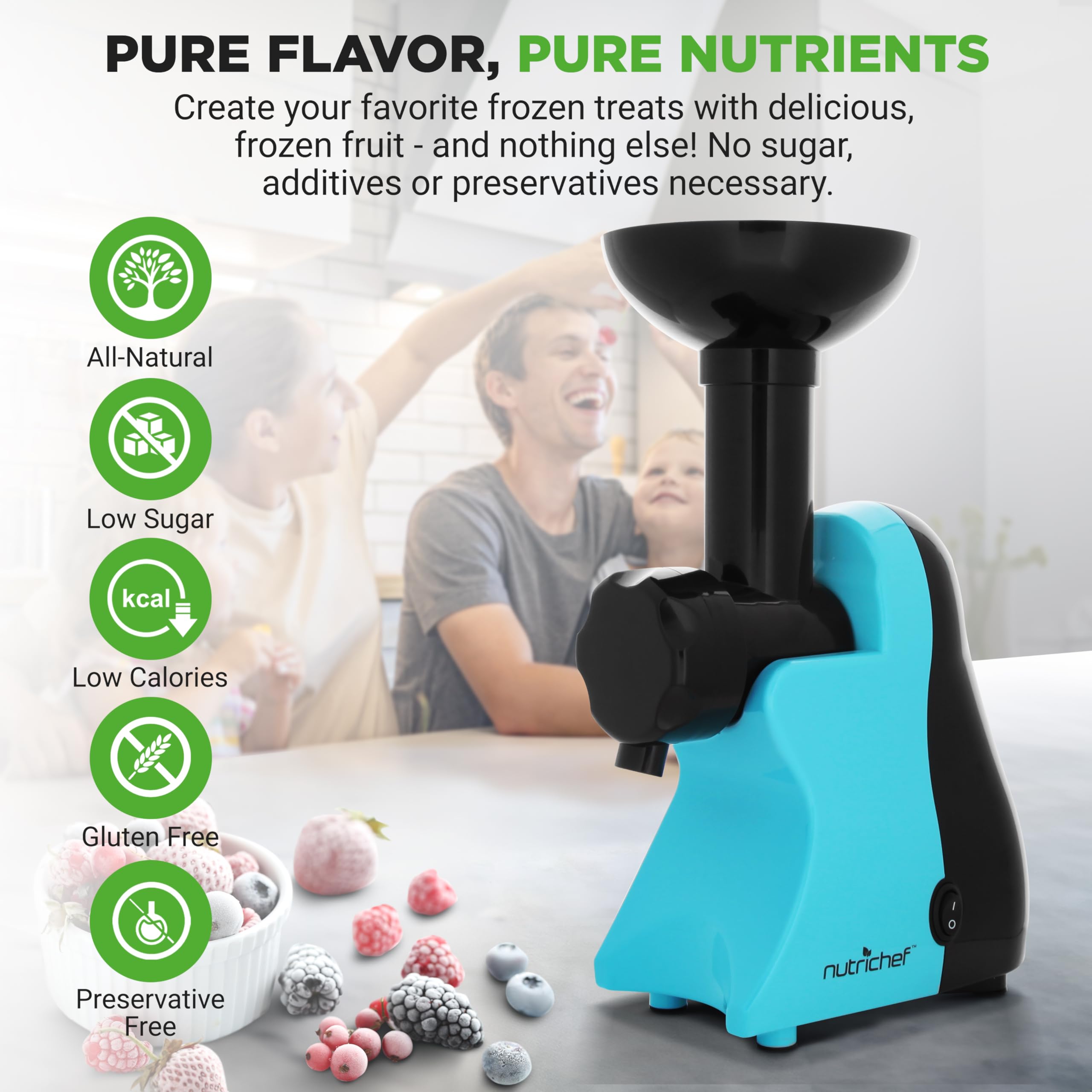 Nutrichef Electric Frozen Fruit Dessert Maker - Fruit Sorbet Machine - Make Ice Cream, Dessert, Gelato, Smoothies, Slushies & Fr