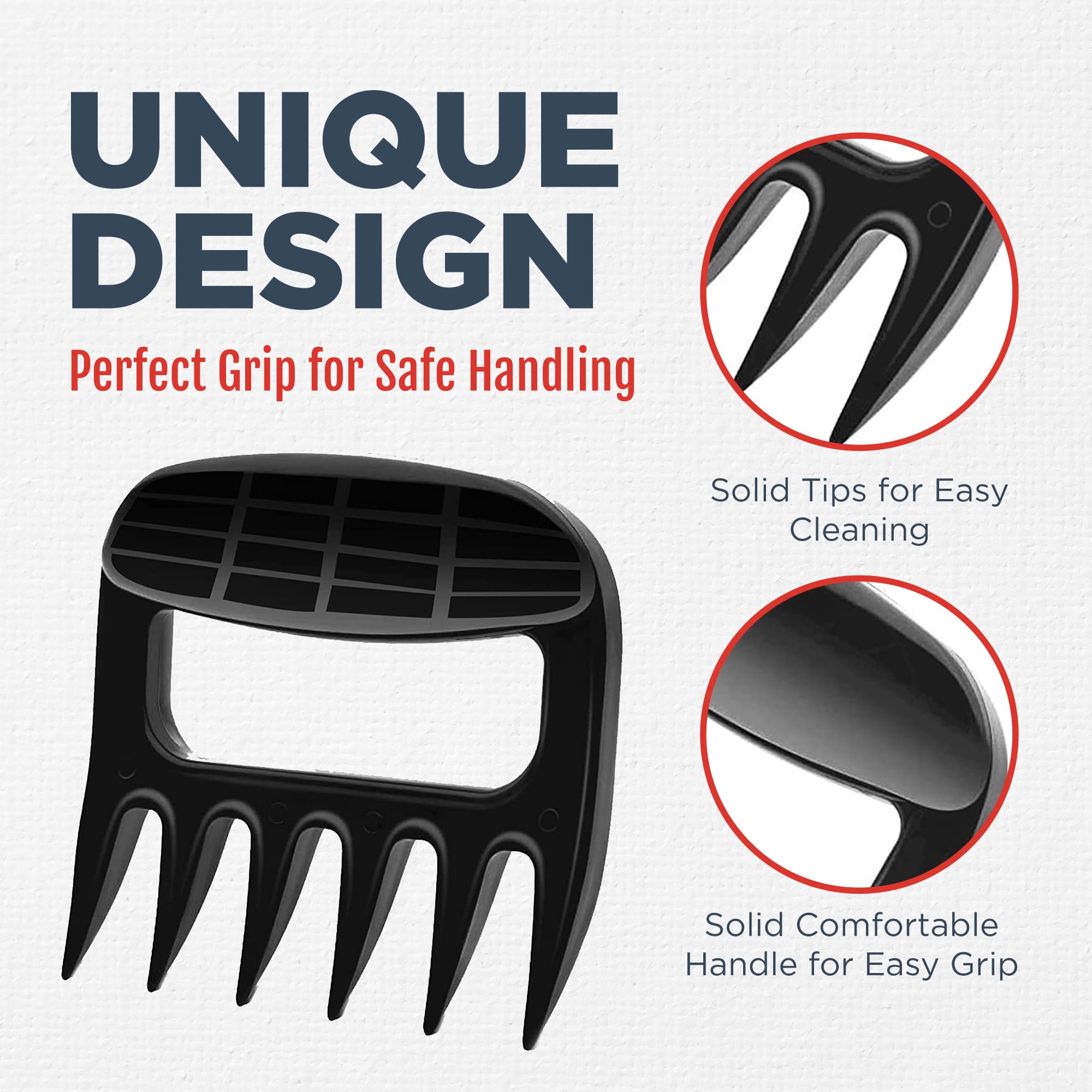 Culinary Couture Black Meat Shredder Claws - Bear Claws For Shredding Meat - Claws For Pulled Pork, Chicken Shredder Tool - Perf