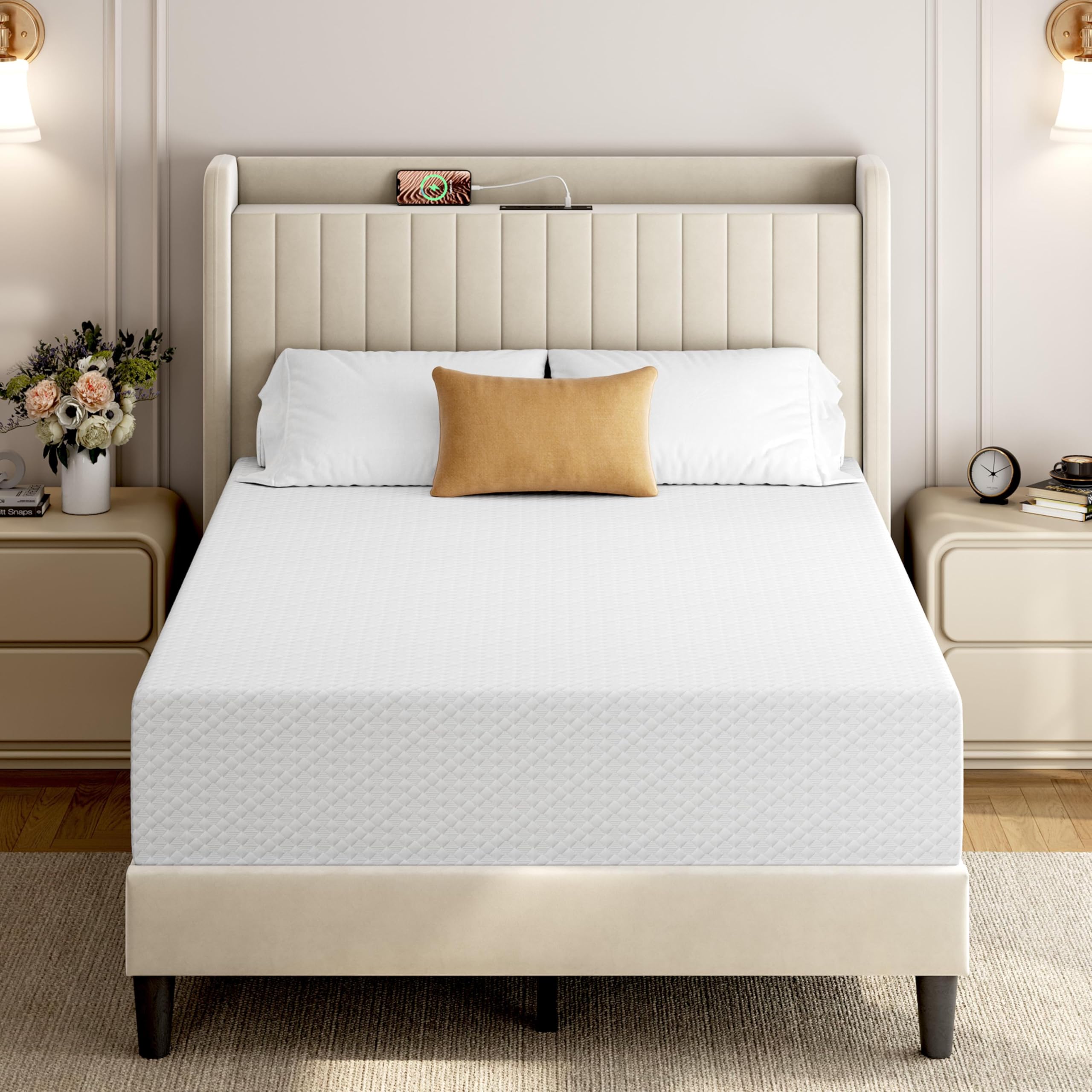 Yaheetech 12 Inch Full Size Mattress Cooling Gel Memory Foam Mattress, Green Tea Mattress For Fresher Sleep, Medium Firm, Certip