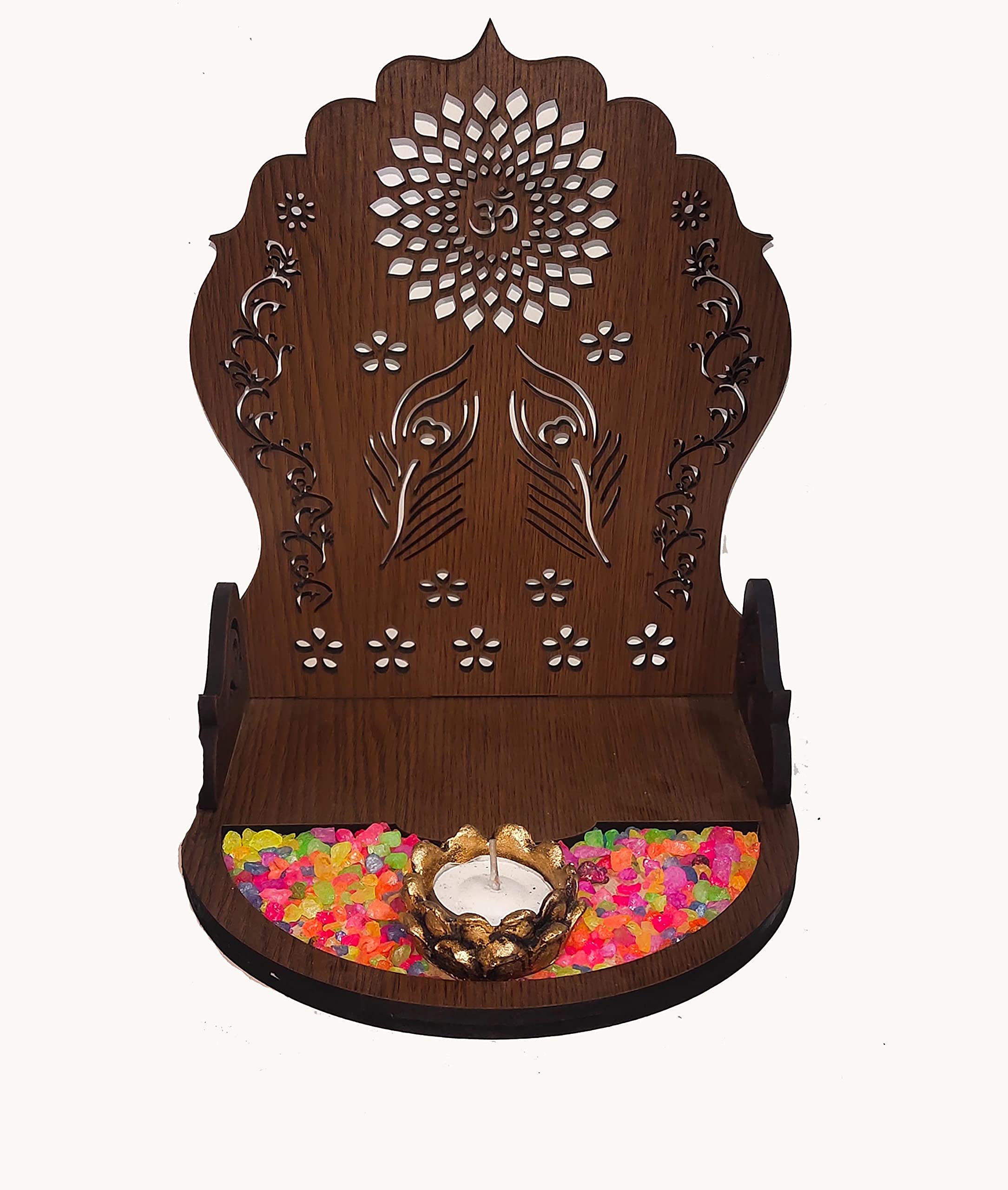 Sn Handicrafts God Ganesh/Ganpati/Lord Ganesha Idol - Statue Gift Item Showpiece With Wooden Mini Temple Natural Stones Lotus Te