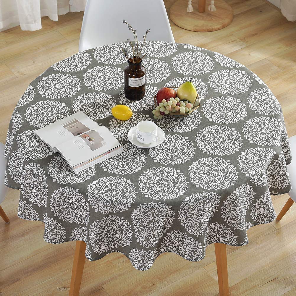 Table Cloth, Round Stripe Table Cover Nordic Twill Floral Tablecloth Washable Dining Decorative For Holiday Home Christmas Party