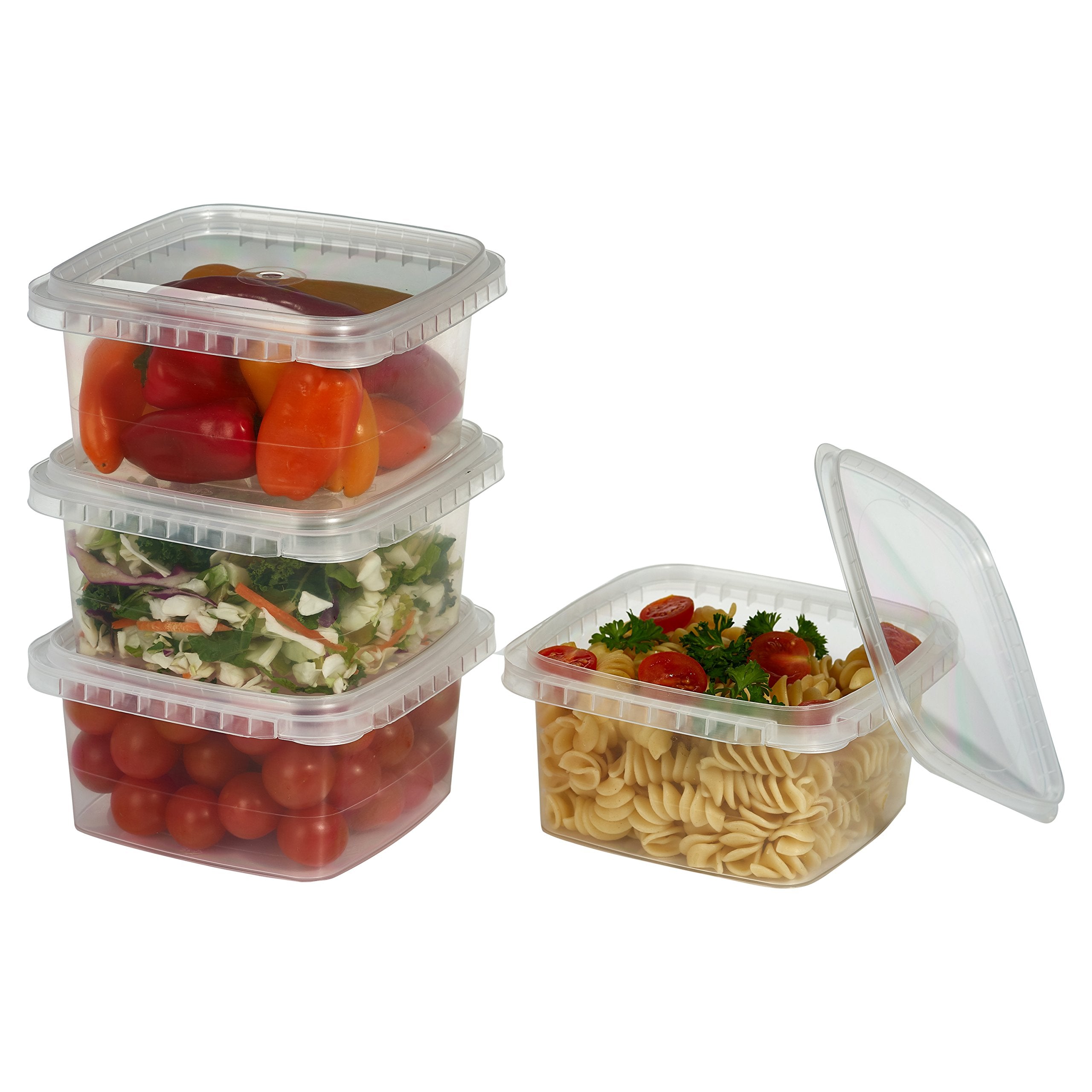 Plastic Deli Containers With Lids 32 Oz- 25 Pack- Square Clear Plastic Containers- Tamper-Proof Bpa-Free Take Away Food Containe