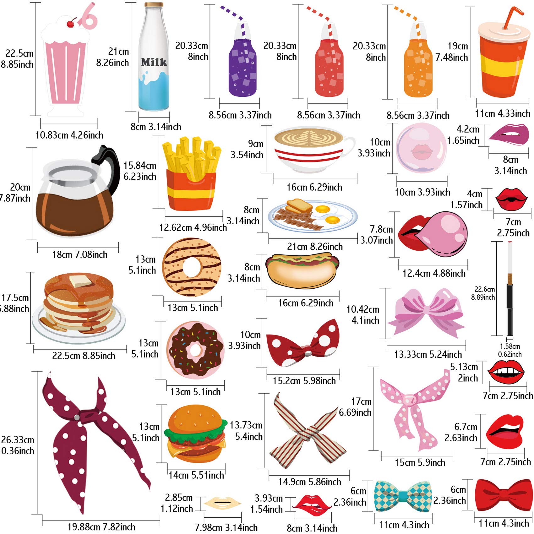 50S Party Photo Booth Props 67 Count