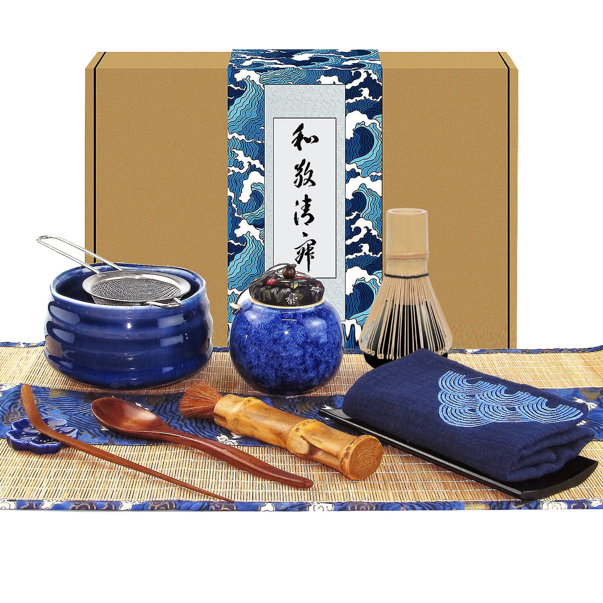 Artcome 12Pcs Japanese Matcha Tea Set, Matcha Bowl, Bamboo Whisk, Whisk Holder, Bamboo Brush And Bamboo Screen Handmade Matcha C