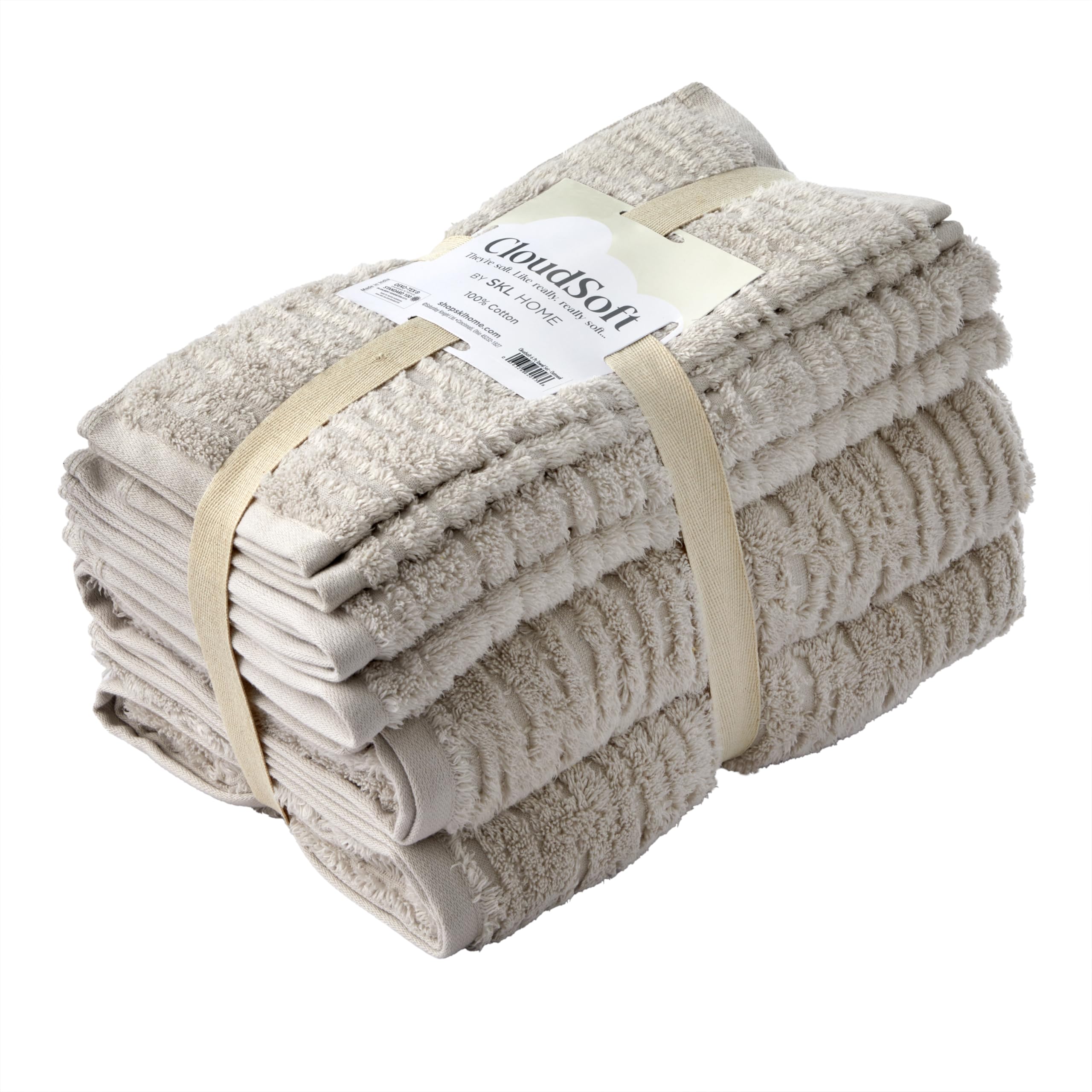 Skl Home Cloudsoft Cotton Luxury 6-Piece Towel Set, Oatmeal