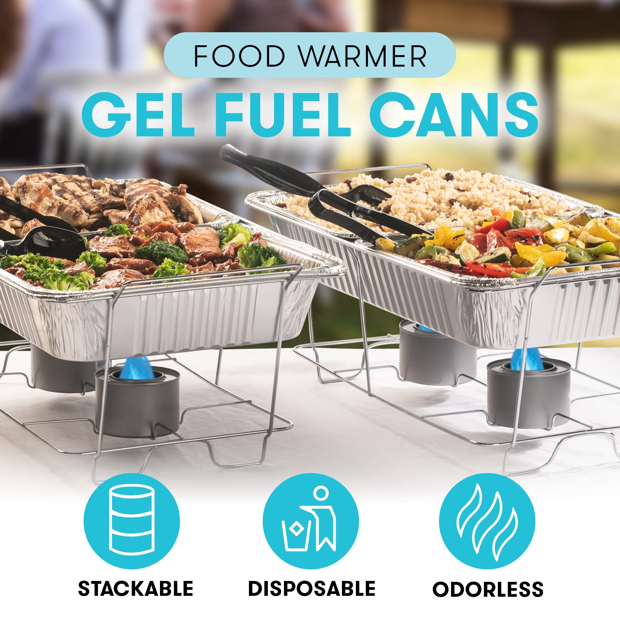 Food Warmer Gel Cans For Chafing Dish (Set Of 6 Gel Warming Cans) - Food Warmers For Parties, Buffet Trays, Catering Dishes - Di