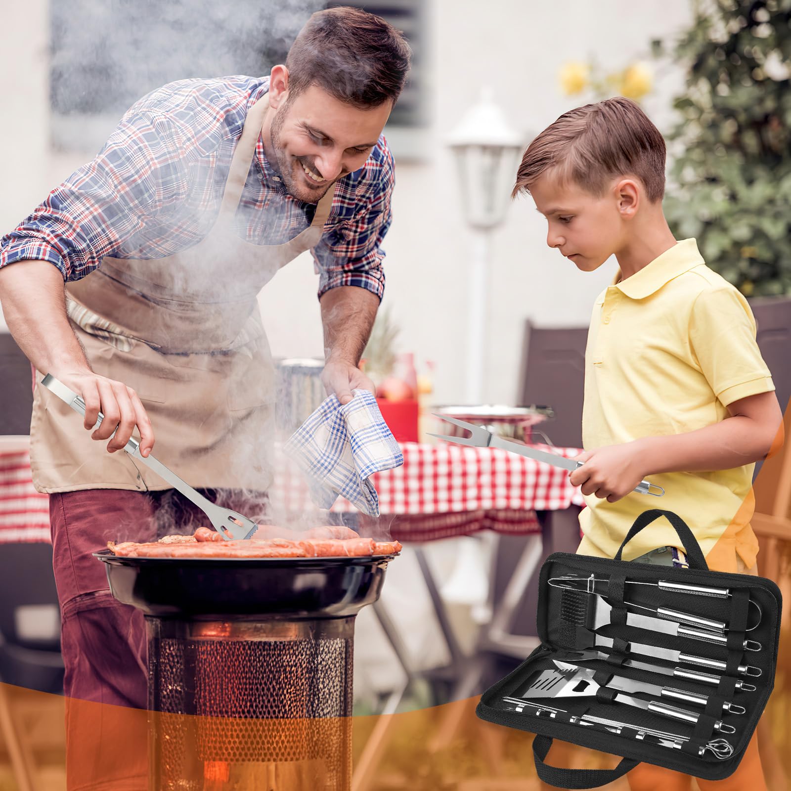 Anpro Grill Kit  Grill Set  Grilling Utensil Set  Grilling Accessories  BBQ Accessories  BBQ Kit  BBQ Grill Tools Smoker  Camping  Kitchen  Stainless Steel  21 Pcs Grilling Gifts for Fathers Day