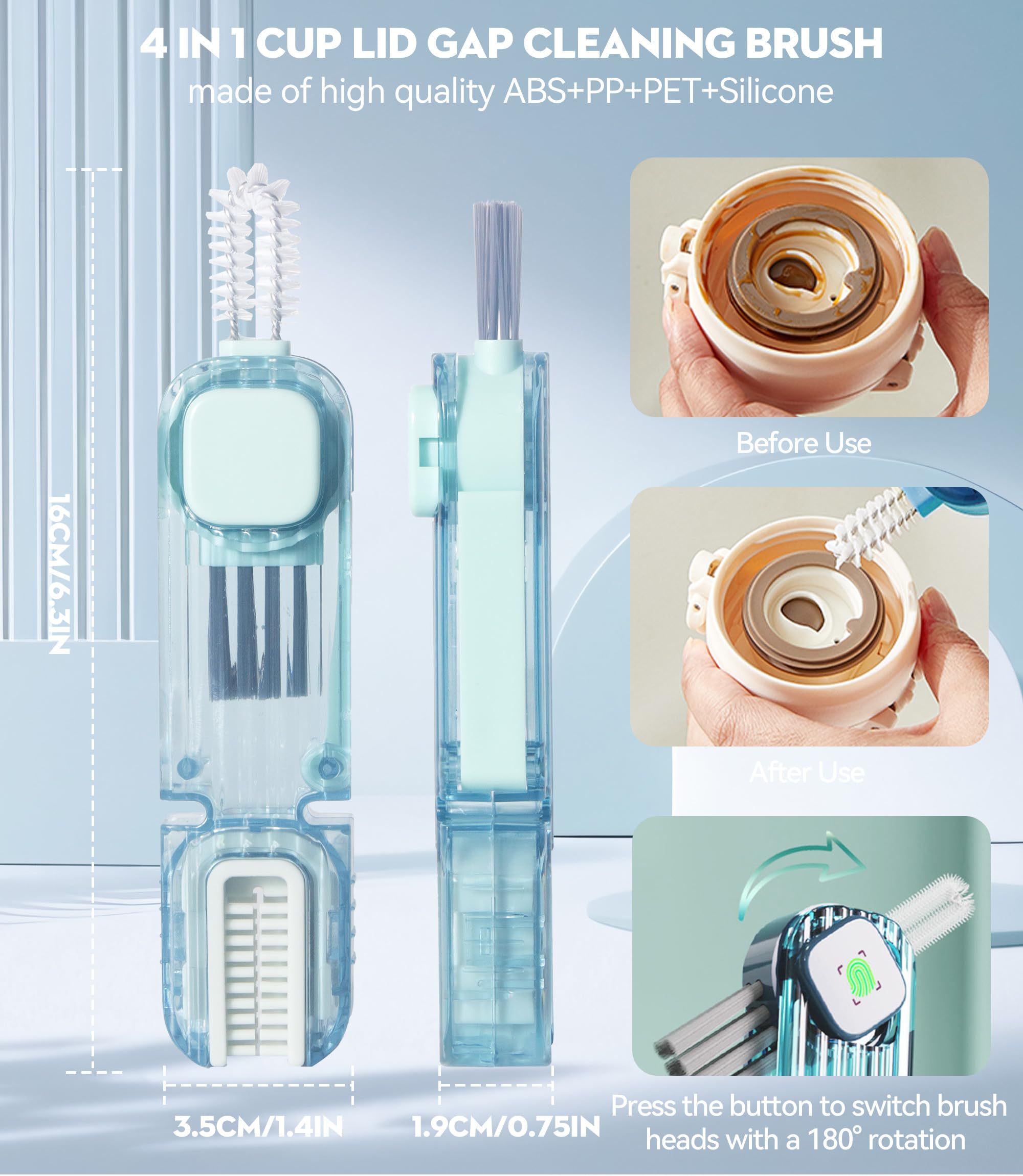 Vidonio 4 In 1 Cup Lid Gap Cleaning Brush, Multifunctional Insulation Bottle Cleaning Tools, Mutipurpose Tiny Silicone Cup Holde