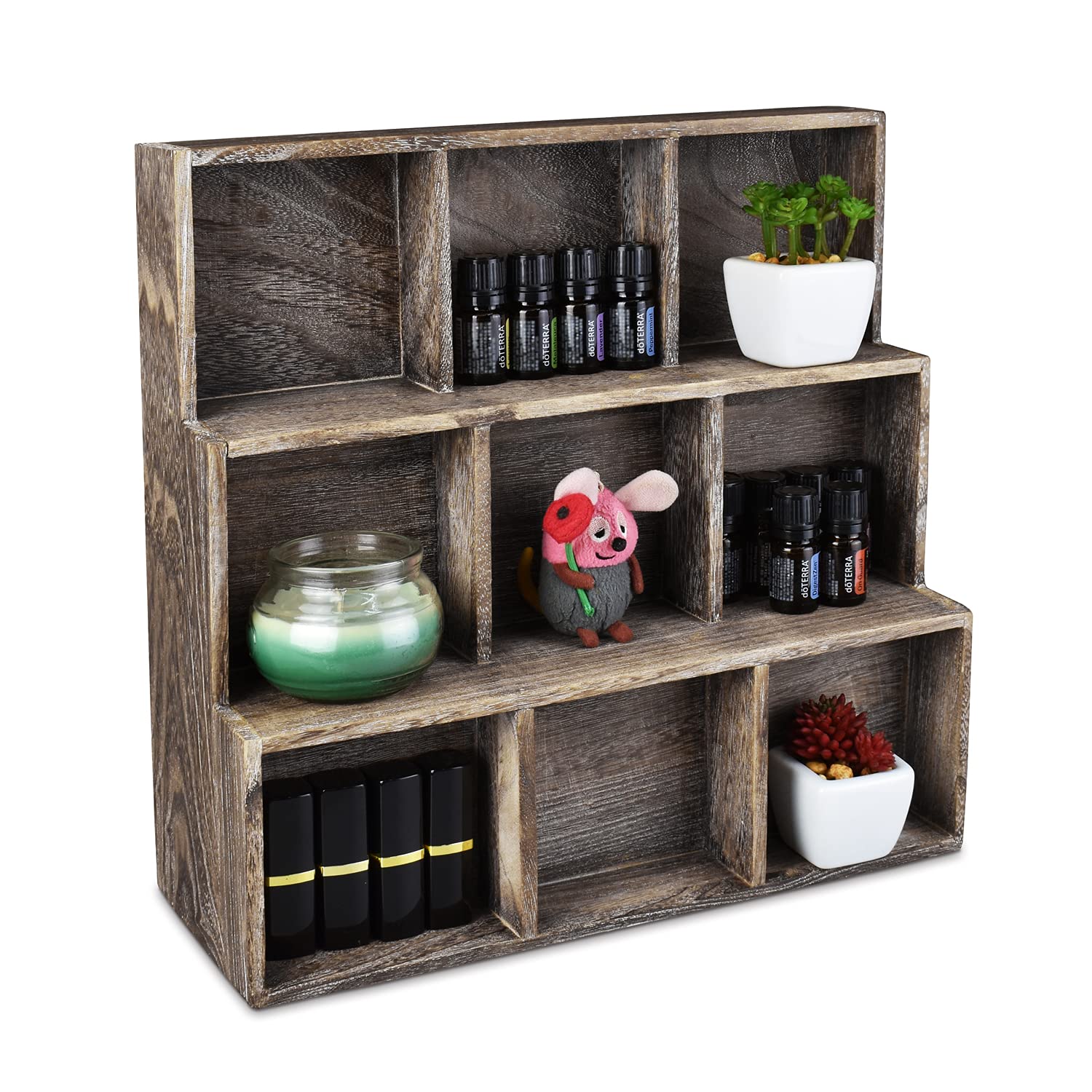 Ikee Design Wooden Multi-Slot Shelf Display,Stylish Wood Organizer Stand for Bangle Bracelets, Watches,Ties, Belt and More,Perfe