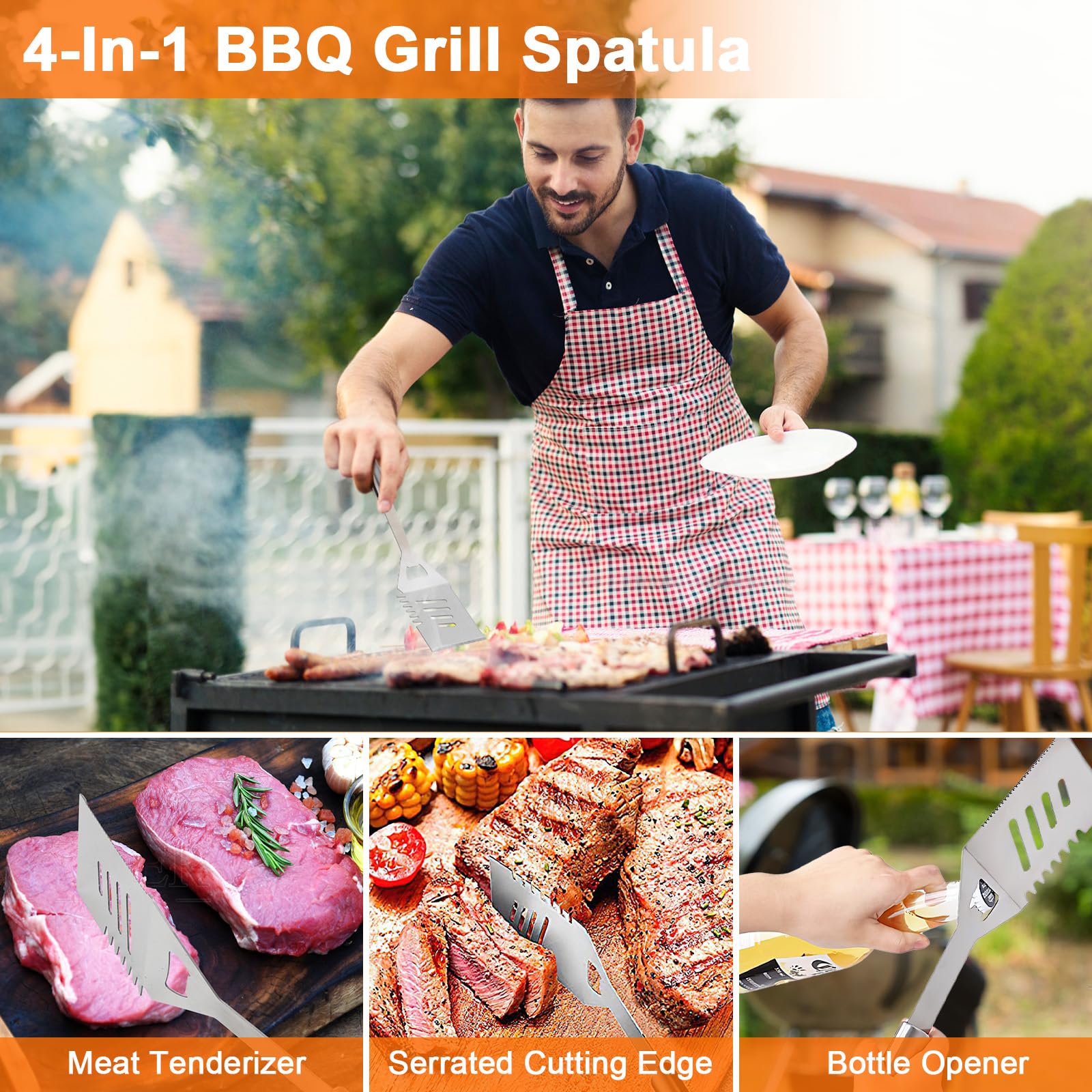 Anpro Grill Kit  Grill Set  Grilling Utensil Set  Grilling Accessories  BBQ Accessories  BBQ Kit  BBQ Grill Tools Smoker  Camping  Kitchen  Stainless Steel  21 Pcs Grilling Gifts for Fathers Day