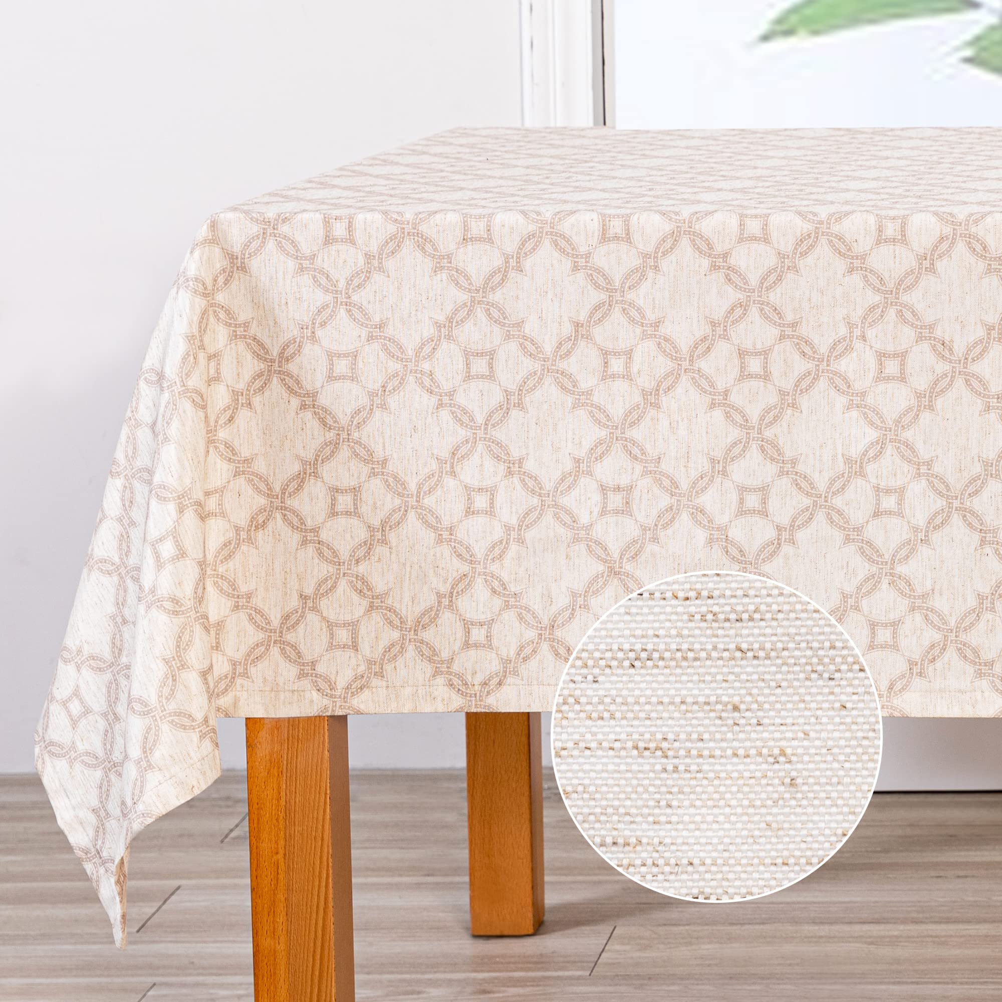 MYSKY HOME Checkered Rectangle Tablecloth 60x120 Inches - Linen Farmhouse Tablecloth Waterproof Decorative Fabric Table Cloth fo