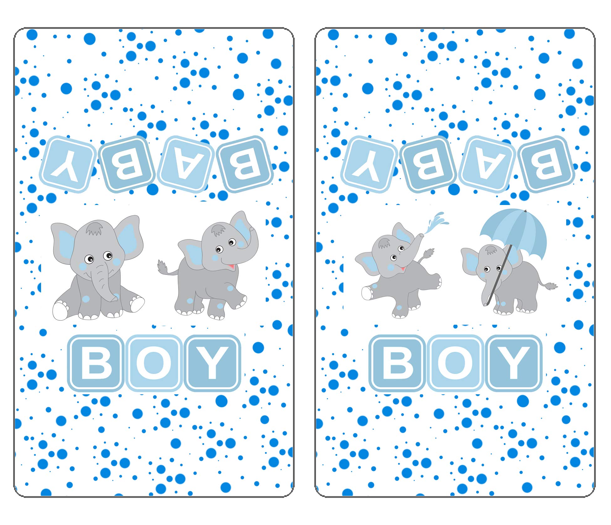 60 Elephants Blue Boy Baby Shower Miniatures Candy Bar Wrapper, Its A Boy Baby Shower Mini Candy Bar Stickers, Blue Decorations,