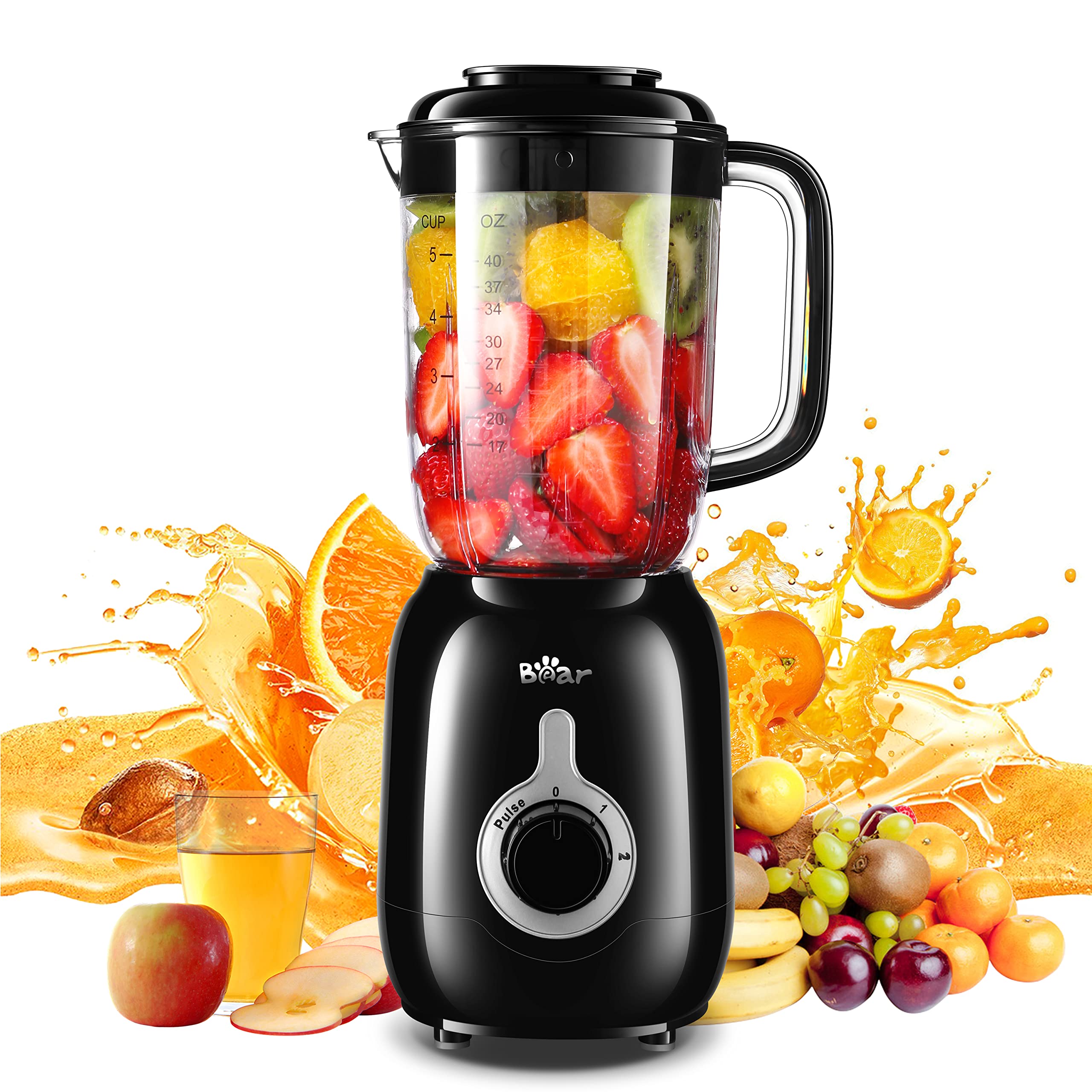 Bar Bear Blender, 2023 Upgrade 700W Shakes And Smoothies Blender With 40Oz Countertop Cup For Kitchen, 3Speed Crushing Ice, Pur