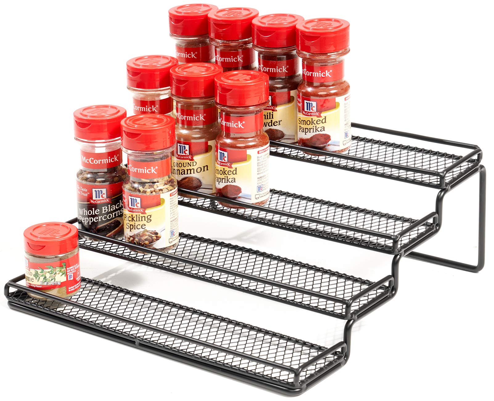 MEIQIHOME 4 Tier Spice Rack Organizer Step Shelf Countertop Spice Storage Holder, for Kitchen Cabinet Cupboard Pantry, Metal, Bl