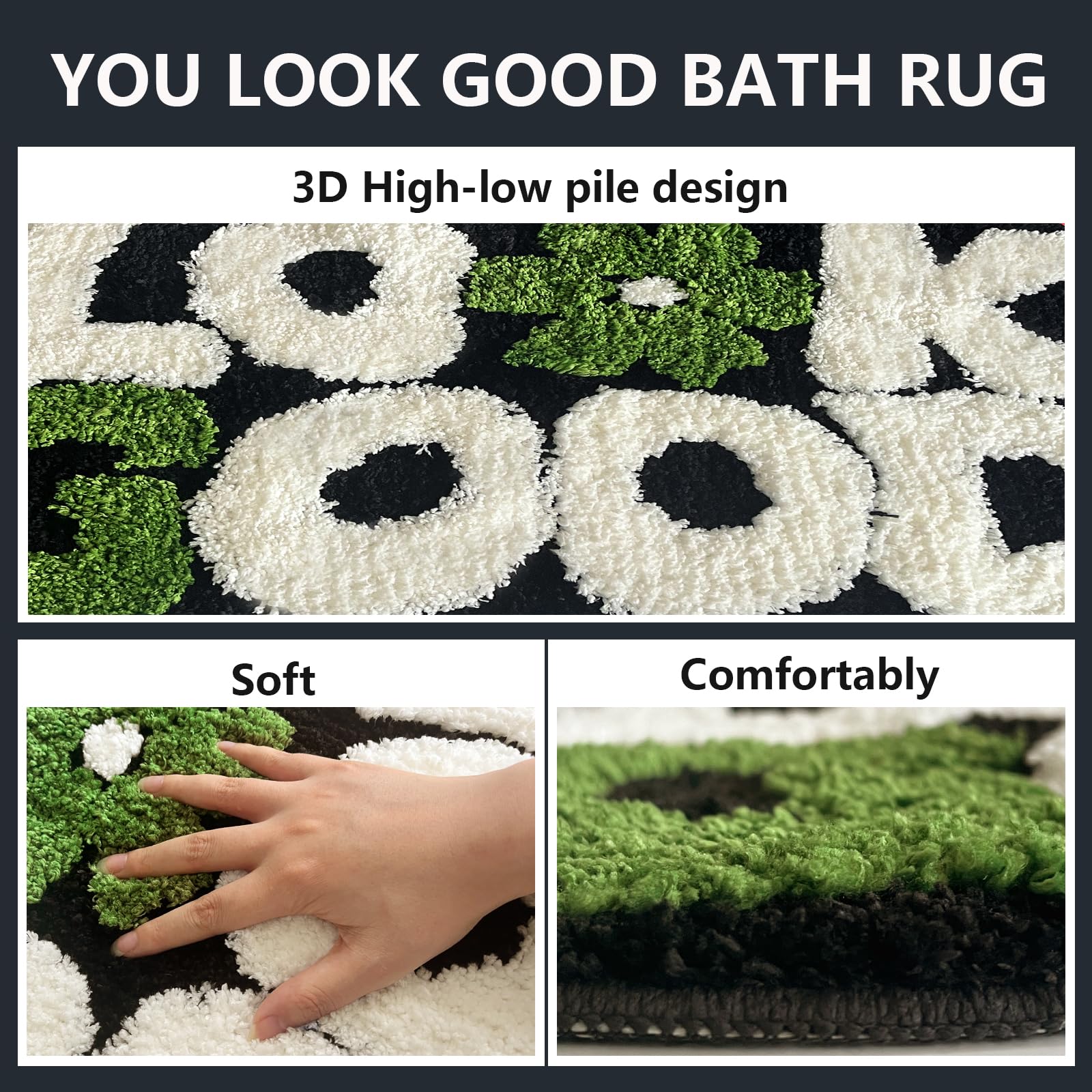 Twwde Aug You Look Good Bath Rug, Fun Bathroom Rug,Black Bathroom Rugs Cool Rugs For Bedroom Non Slip Microfiber Plush Cool Rugs