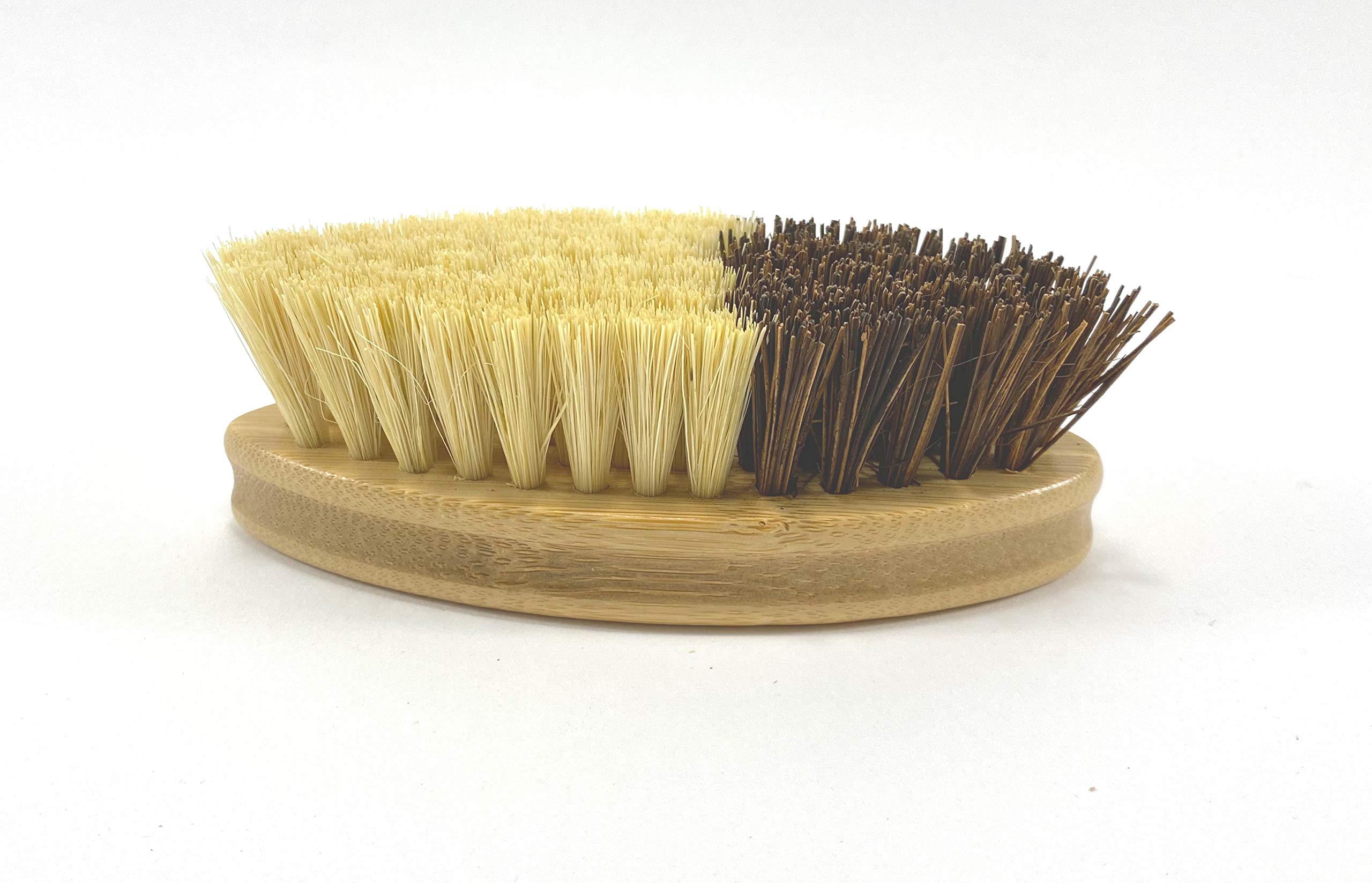 Txv Mart Natural Bamboo Fruits And Vegetable Brush Scrubber With Coconut Fibre And Sisal Bristles | Multi Purpose Bamboo Cleanin