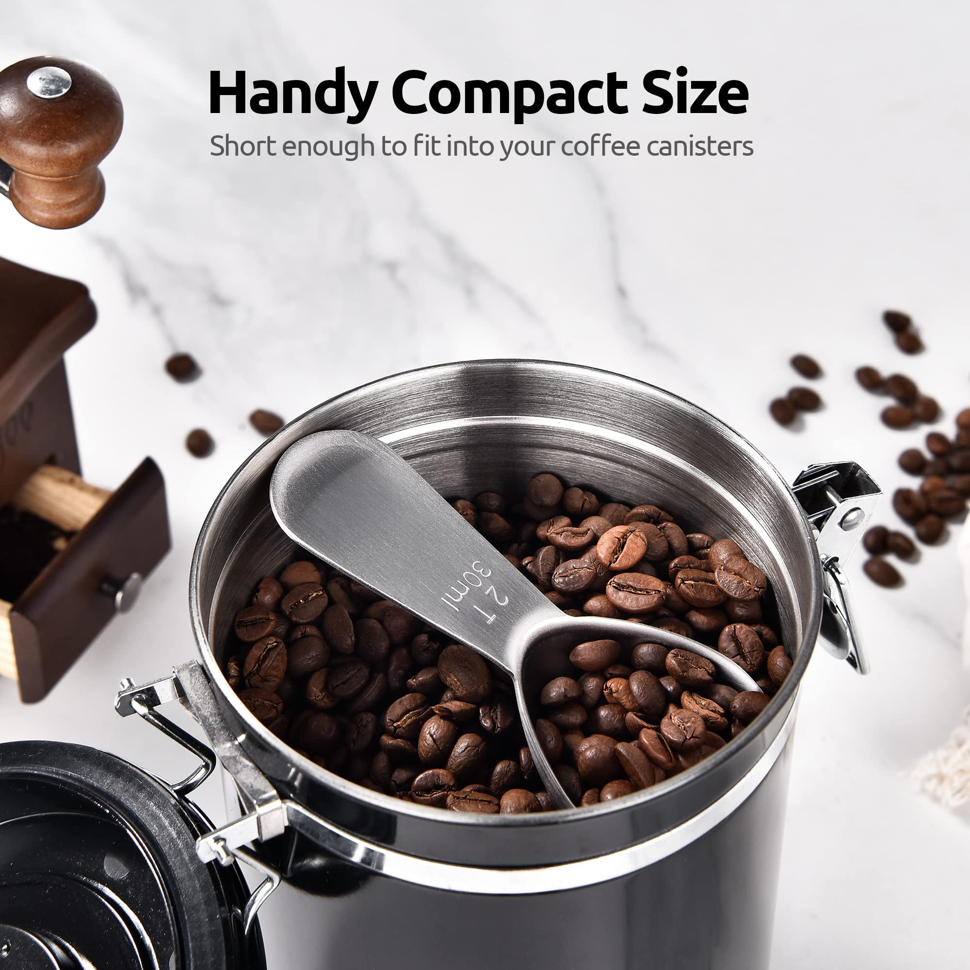 Coffee Scoop: U-Taste 18/8 Stainless Steel Measuring Coffee Scoop 2 Tablespoon, Short Handled Measure Scooper For Ground Coffee,
