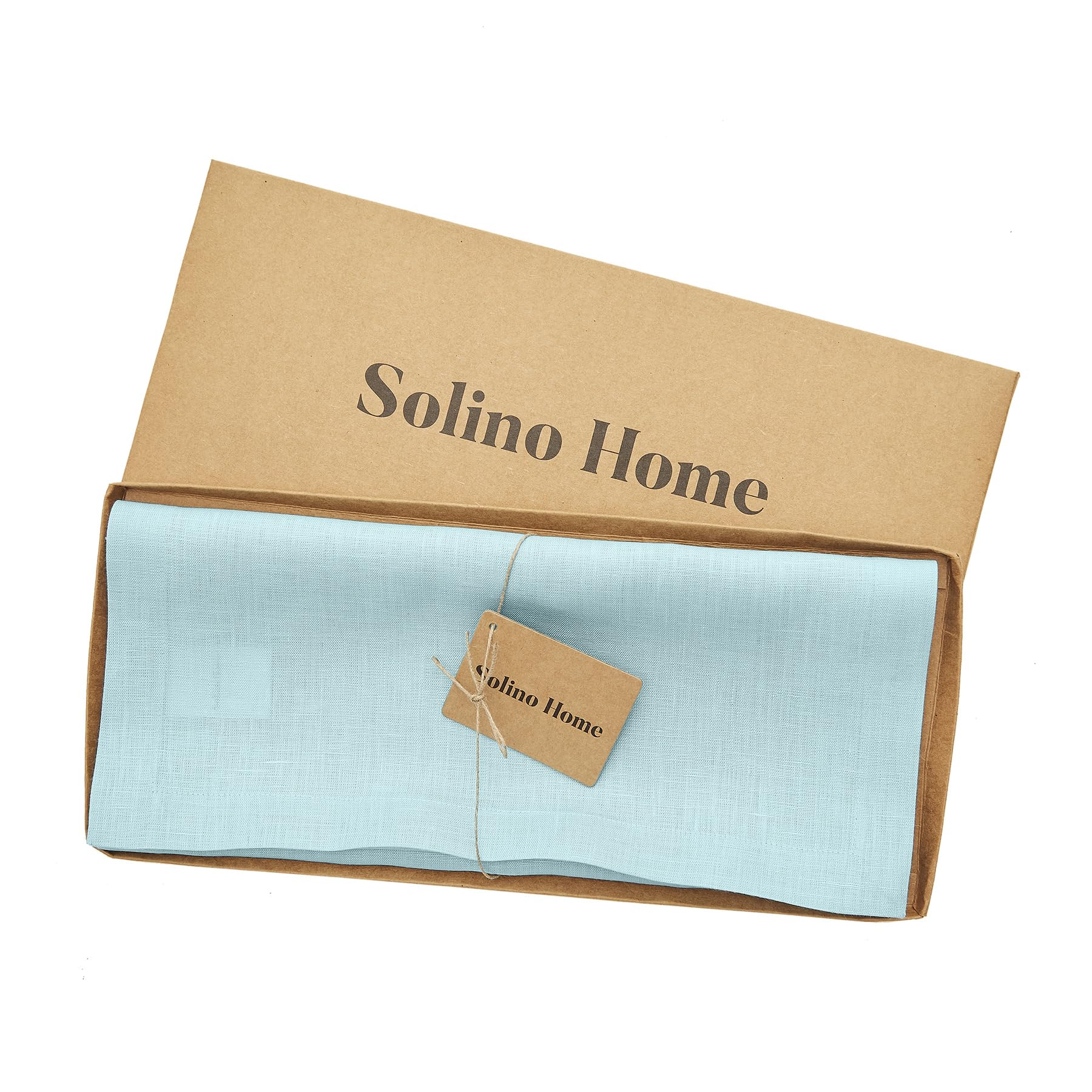 Solino Home Linen Aqua Blue Table Runner 120 Inches Long - Fete, 100% Pure Linen Dining Table Runner 14 X 120 Inch Ideal For Wed