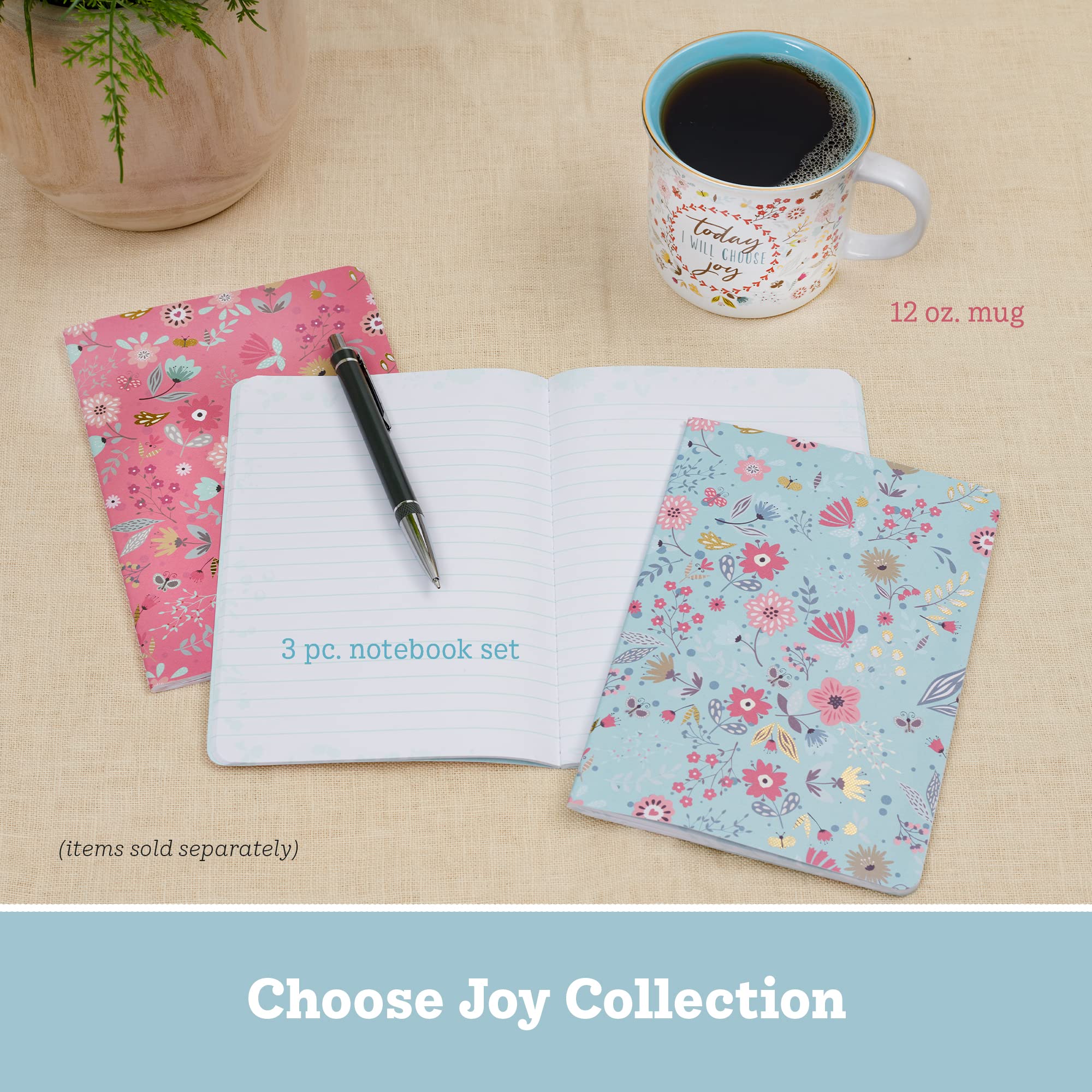 Today I Will Choose Joy Positive Message Encouraging Cute Mug for Women Floral Design Blue/White Ceramic Cup for Coffee/Tea, Met