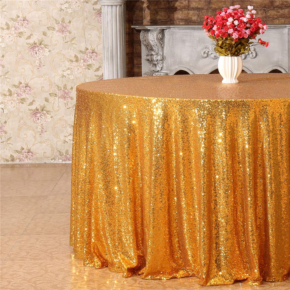 Eternal Beauty Sequin Tablecloth,Sparkly Table Cloth For Wedding Party, Christmas Decorations Round Glitter Tablecloth (120'', G
