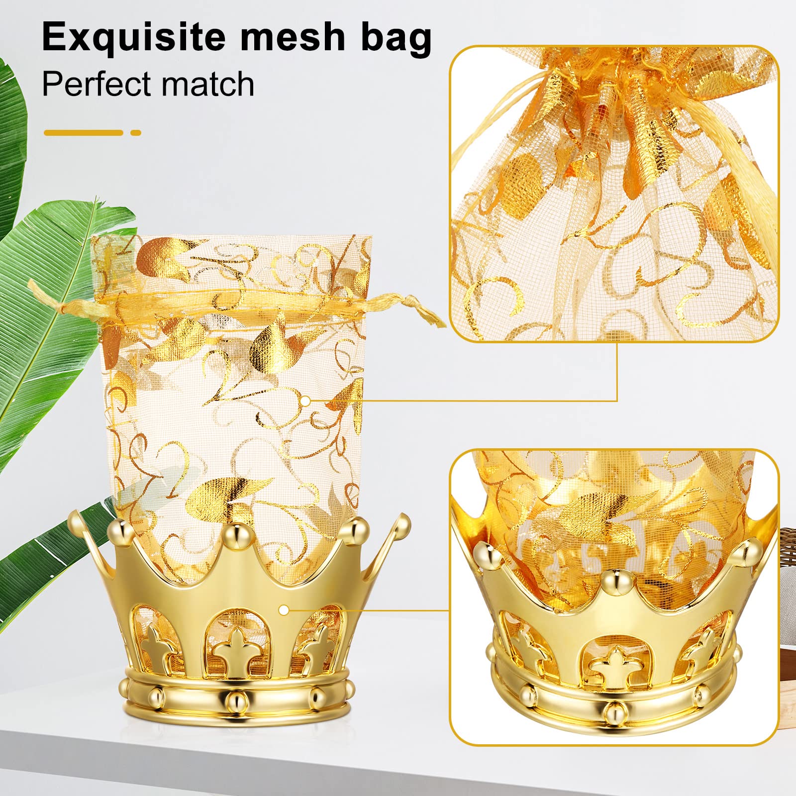 Jetec Gold Fillable Crown Goblet With Pouch For Candy Chocolate Cake Dessert Storage Decoration For Princess Baby Shower Birthda