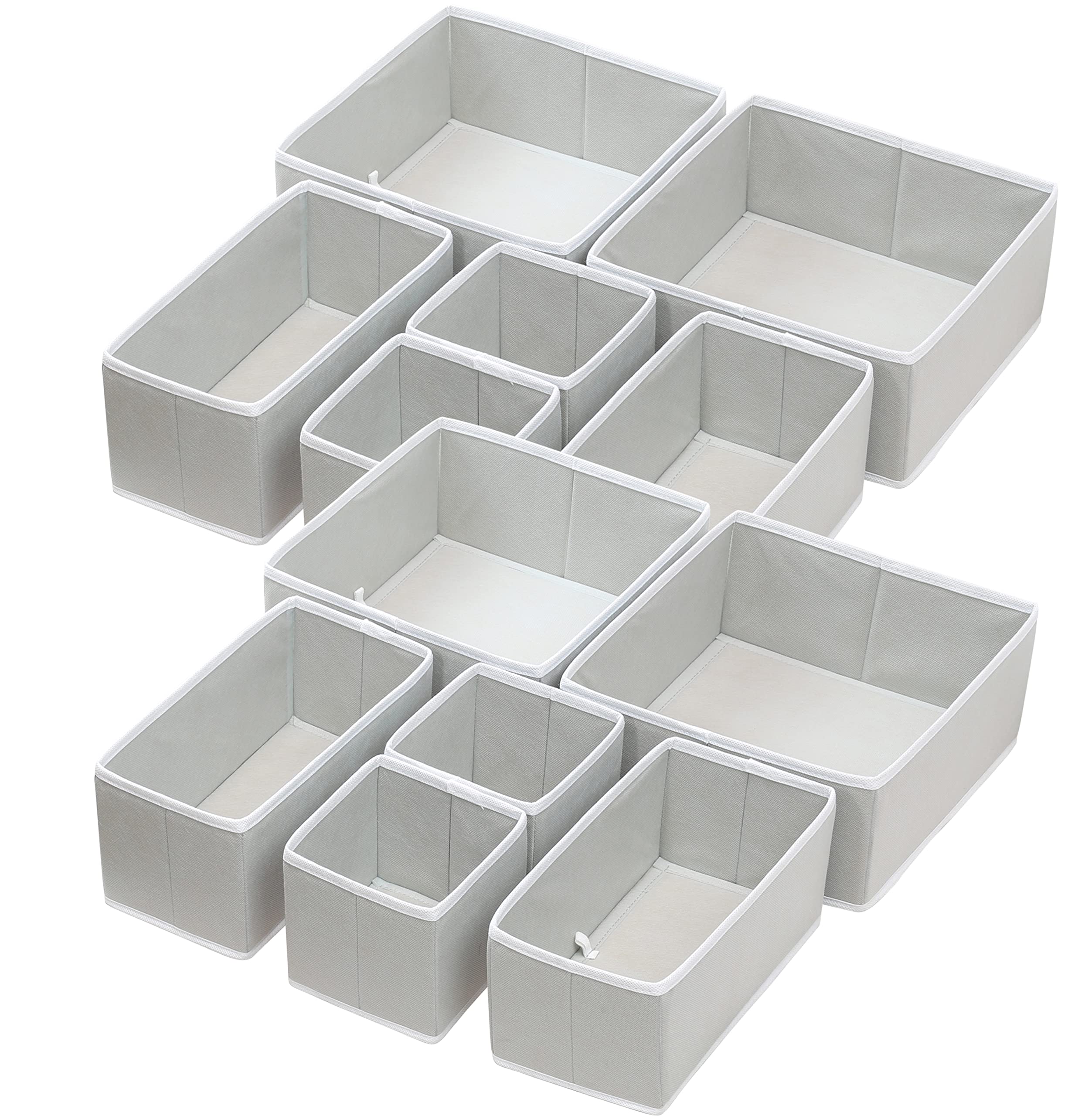 Simple Houseware Foldable Cloth Storage Box Closet Dresser Drawer Divider Organizer Basket Bins for Underwear Bras, Grey (Set of
