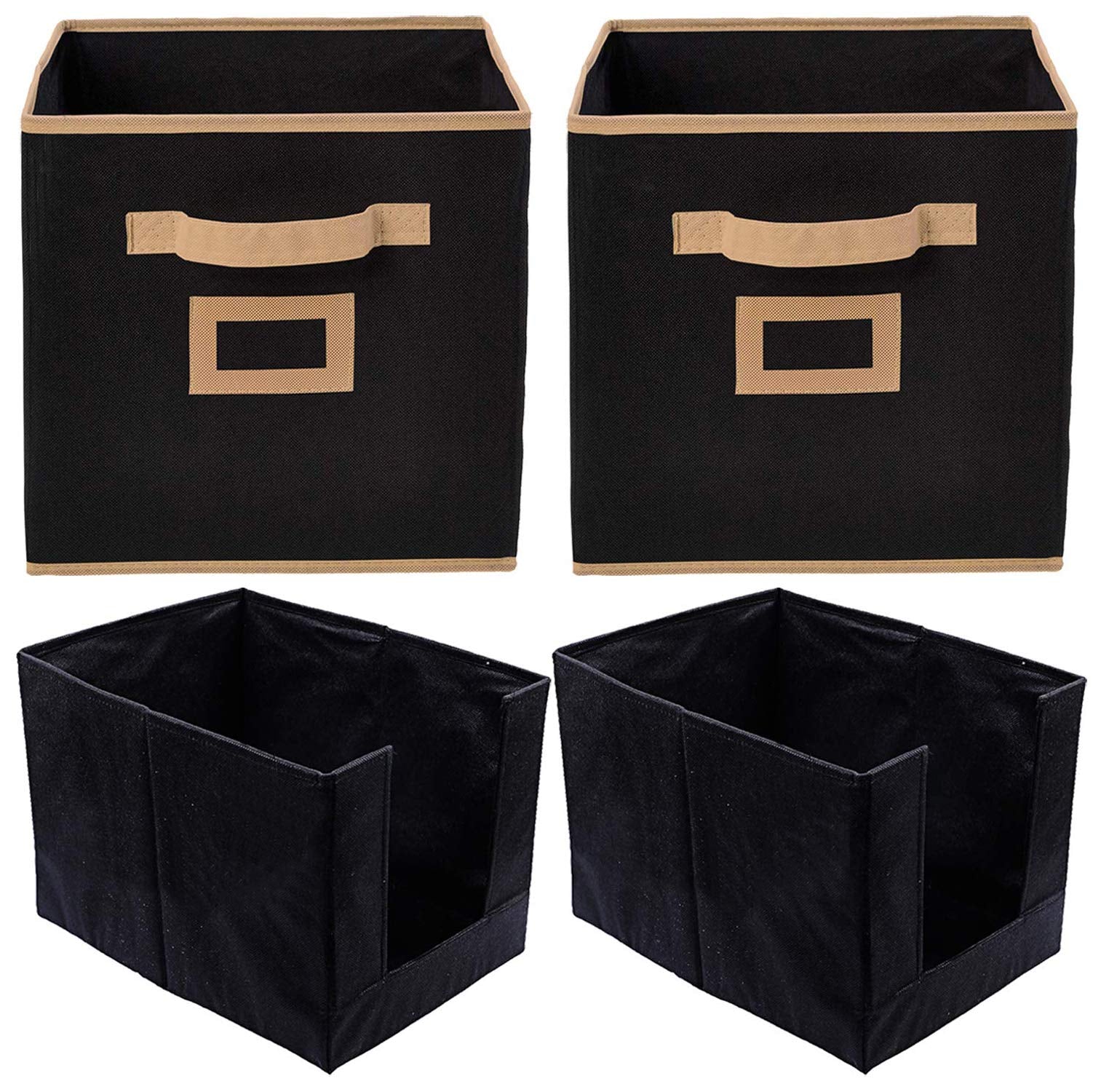 Kuber Industries Non Woven 2 Piece Shirt Stacker Wardrobe Organizer And 2 Piece Small Foldable Storage Organiser Cubes/Boxes (Bl