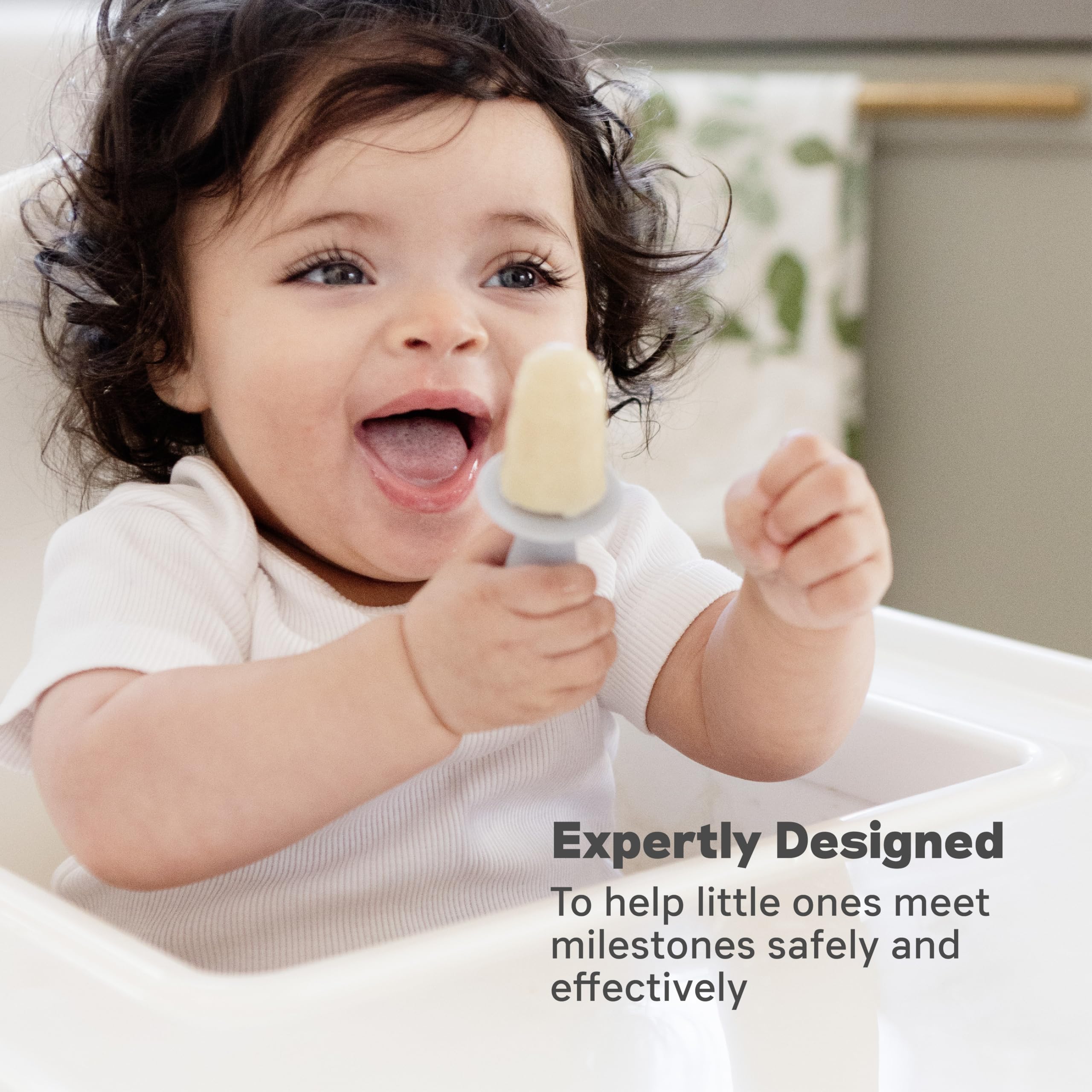 Ezpz Tiny Pops (Pewter) - Popsicle Mold Set With Wands For Infants 4 Months + - Two Pack - Baby Essentials