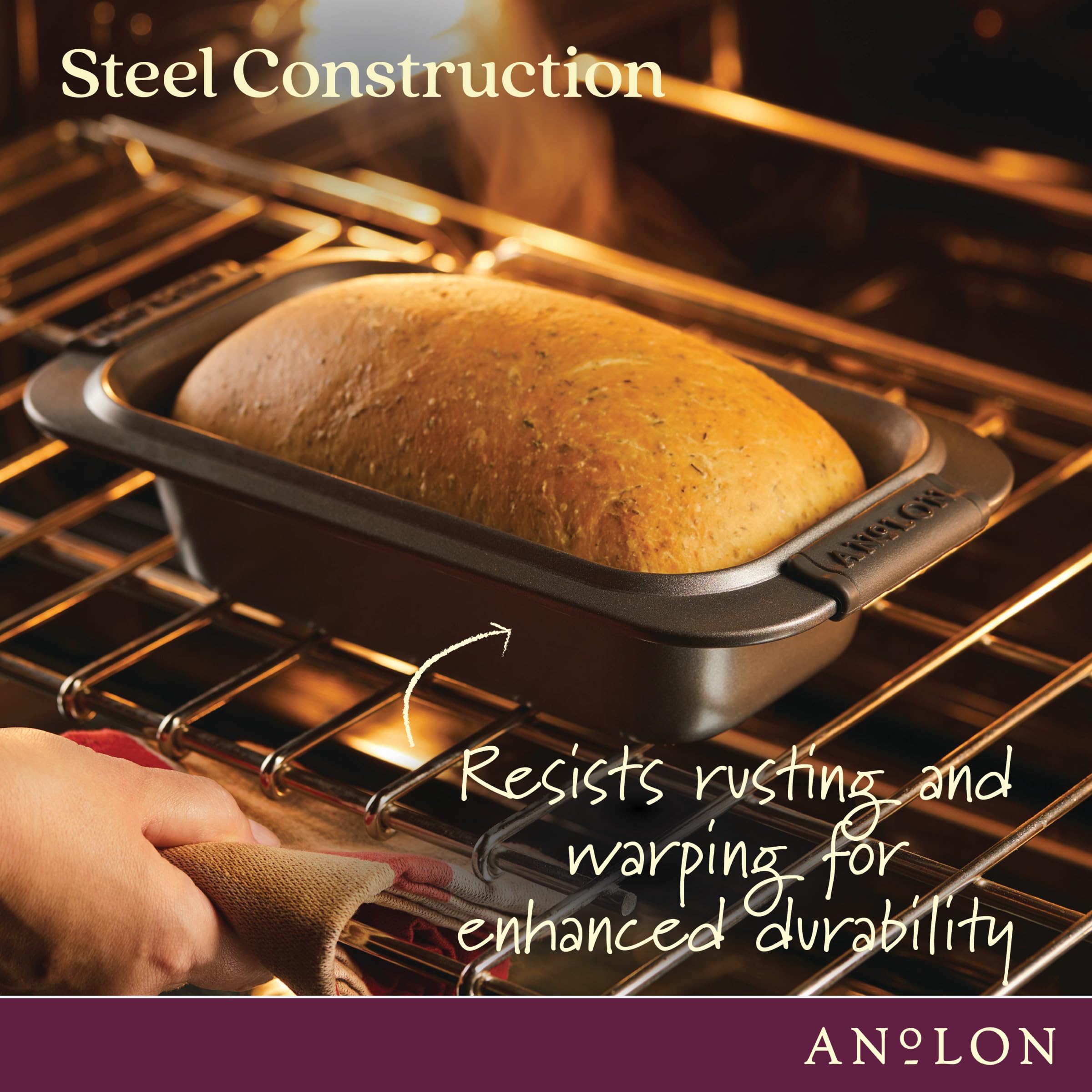 Anolon - 54709 Anolon Advanced Nonstick Bakeware/Baking/Loaf Pan With Grips, 9 Inch X 5 Inch, Gray