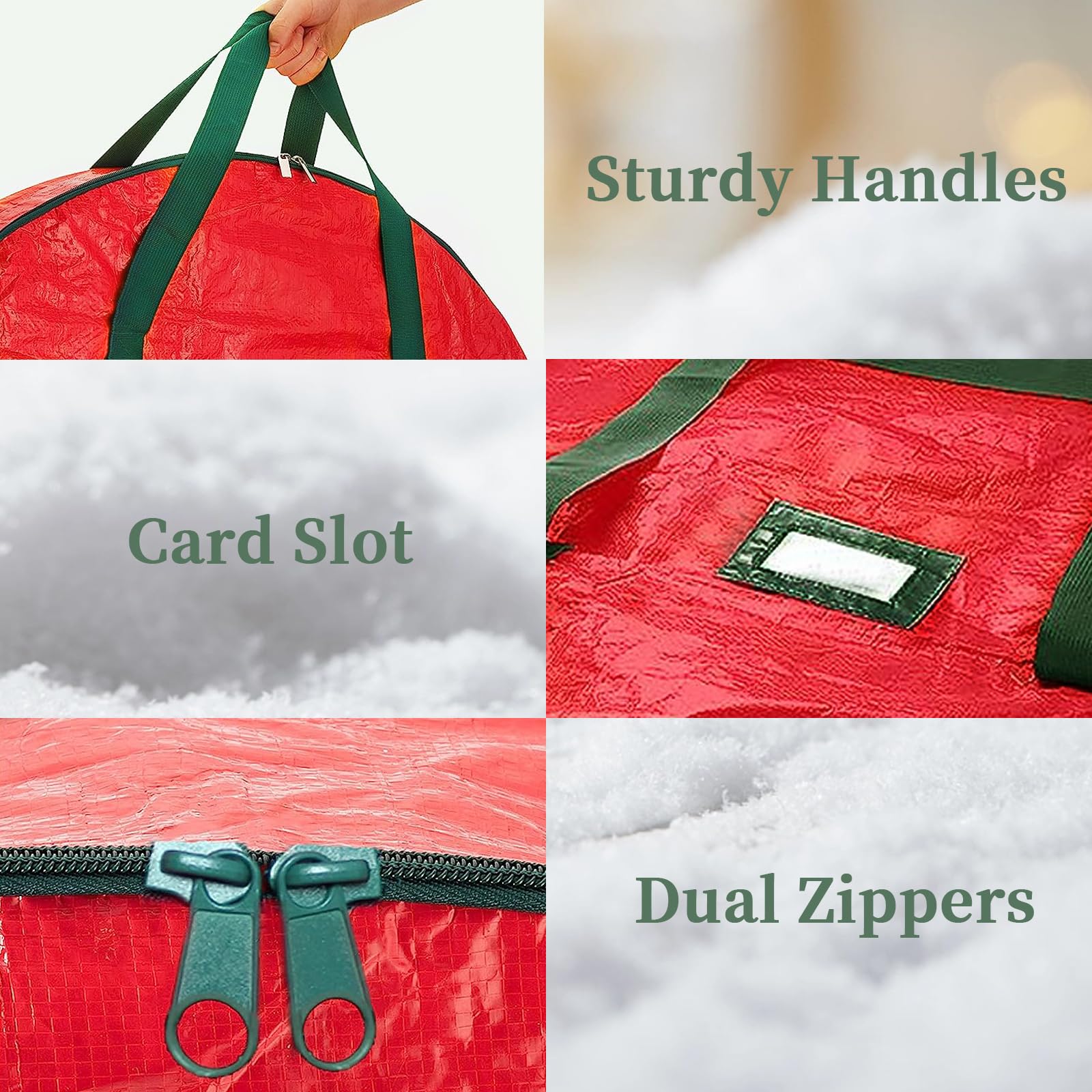 Christmas Wreath Storage Bag 24 Inch - 2 Pack Christmas Wreath Garland Storage Container With Dual Zipper & Handles, Wreath Stor