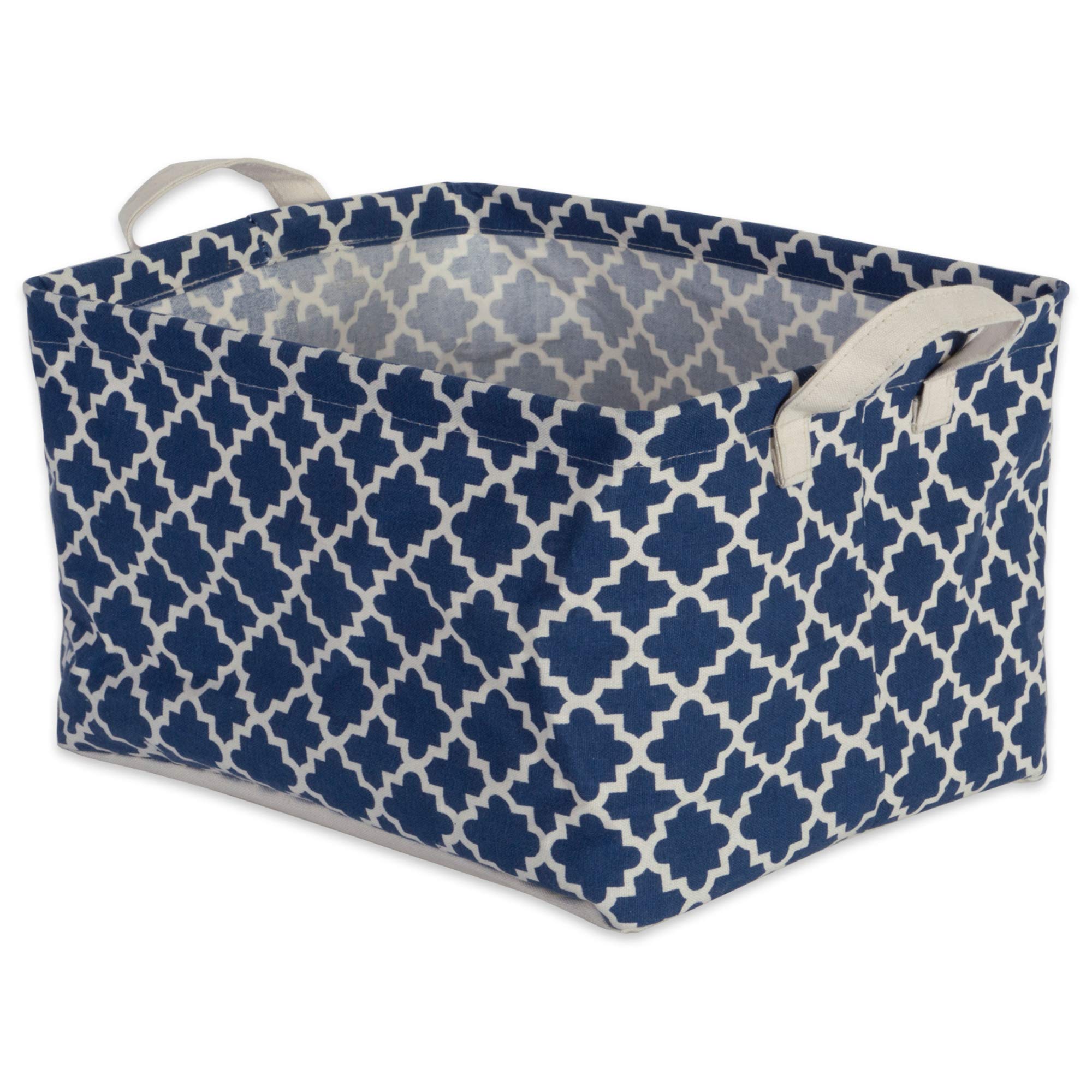 Dii Laundry Storage Collection, Pe Coated Collapsible Bin With Handles, Nautical Blue Lattice, Extra-Large Set, 12.5X17.5X10.5''
