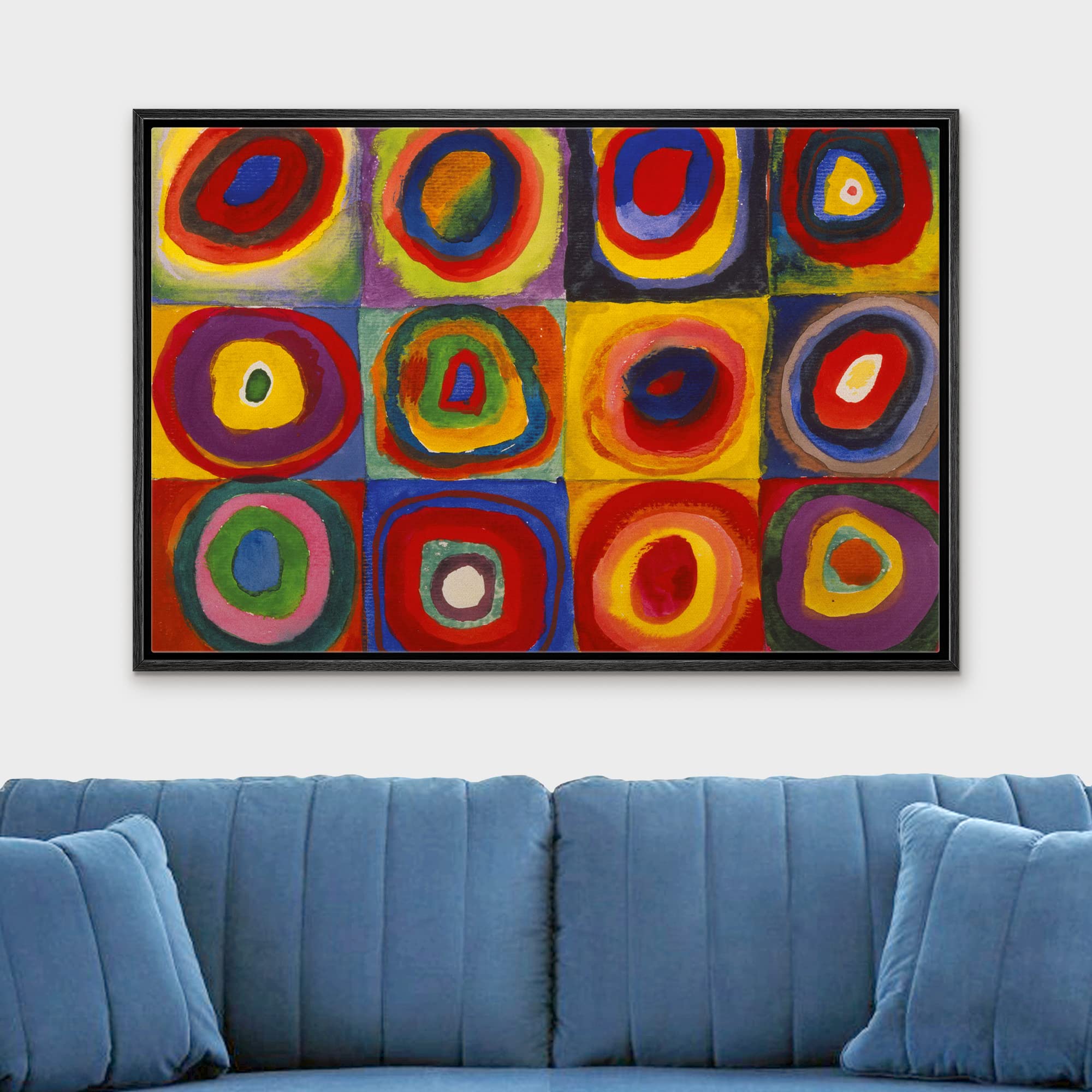 Abstract Framed Canvas Art Squares With Concentric Squares With Concentric By Wassily Kandinsky Giclee Framed Canvas Prints Wrap