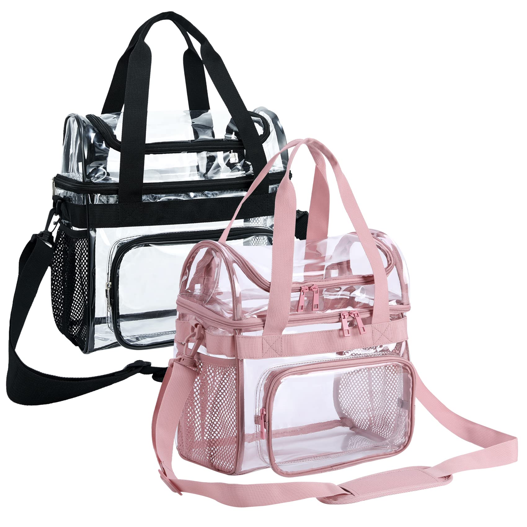 Bormelun 2Pack Large Clear Lunch Bags For Correctional Officers,Transparent Lunch Boxes For Adults 12X12X6