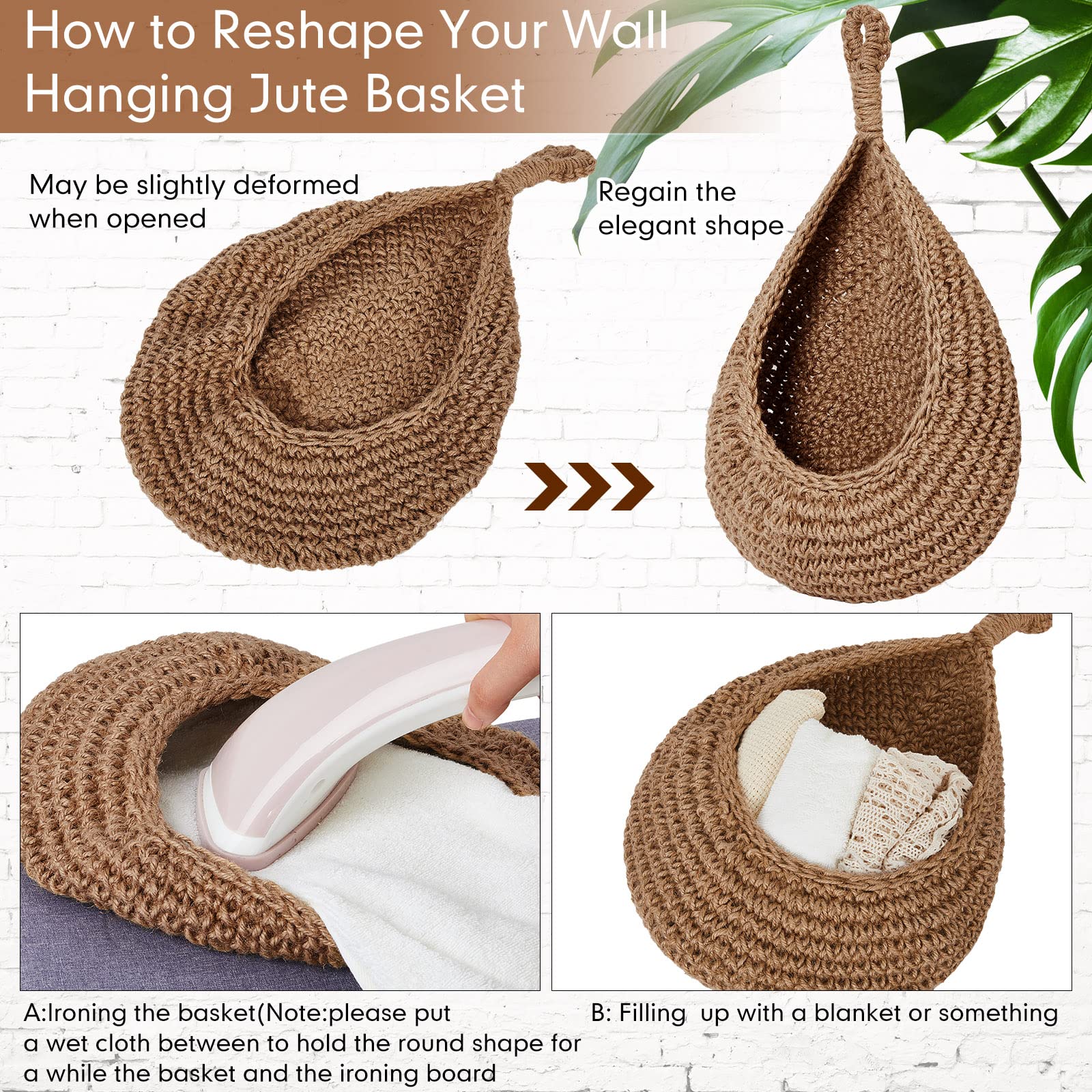 Teardrop Hanging Baskets, Onion Basket Coat Bohemian Storage Fruit Wall Hooks For Kitchen Wall Home Restaurant Garlic Vegetable