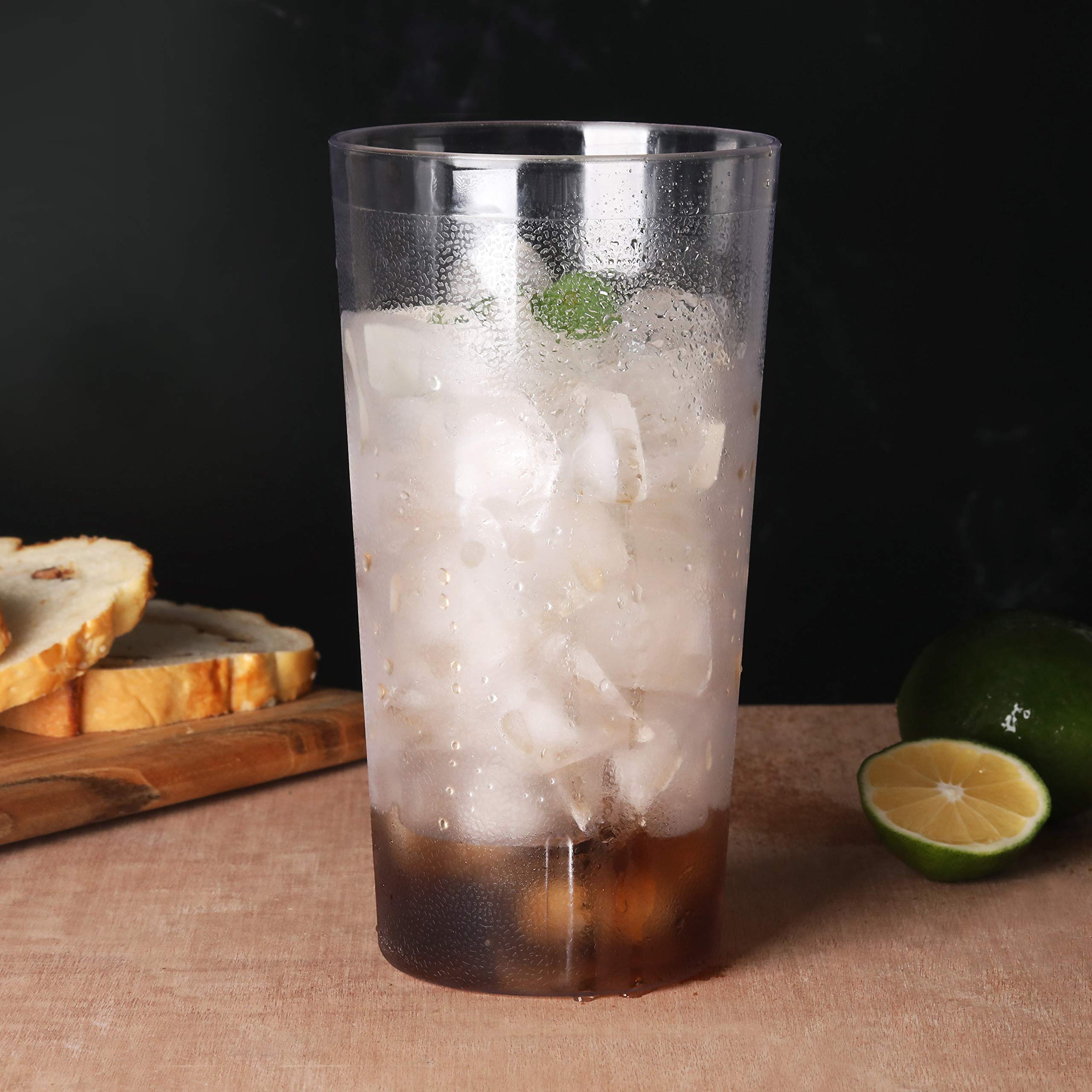 New Star Foodservice 46502 Tumbler Beverage Cups, Restaurant Quality, Plastic, 32 Oz, Clear, Set Of 12