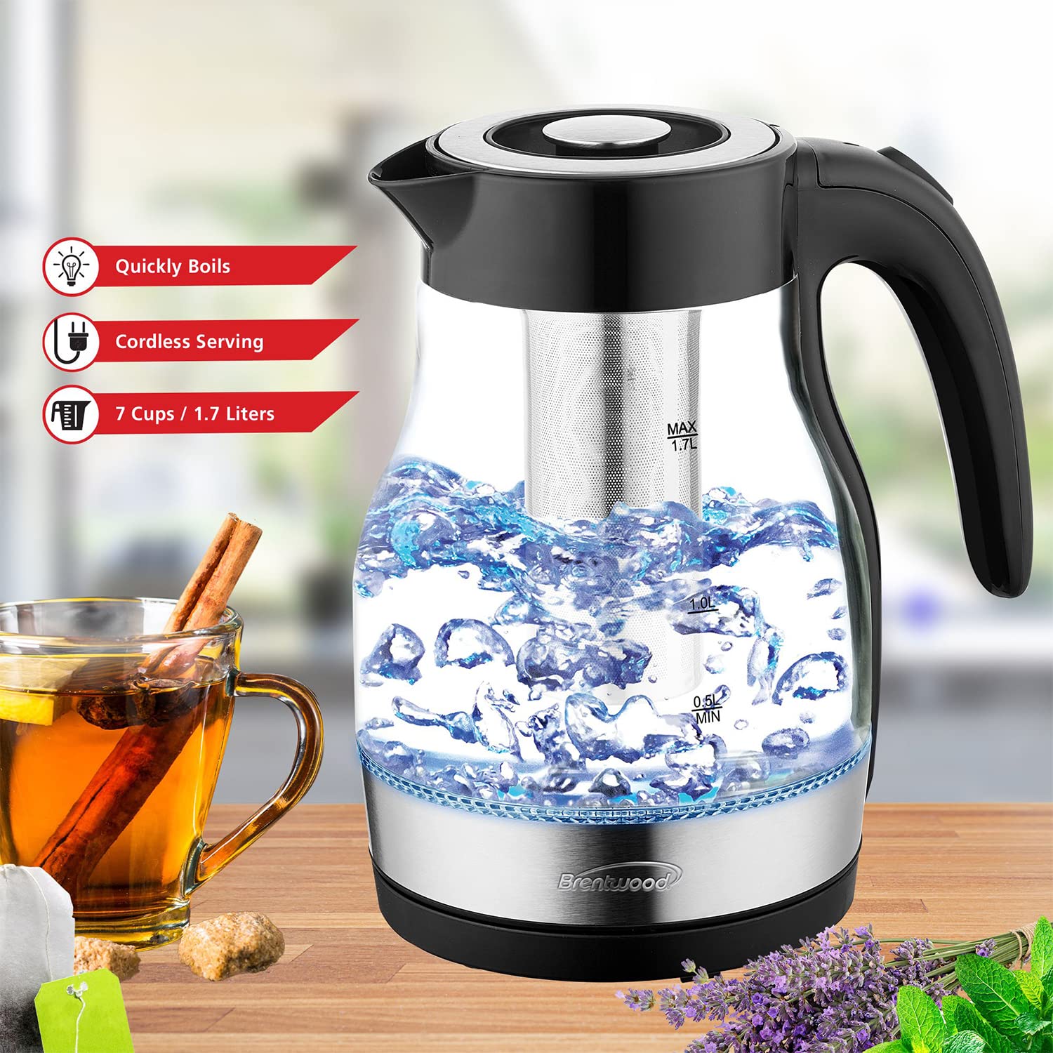 Cordless Kettle Tea Infuser Bk