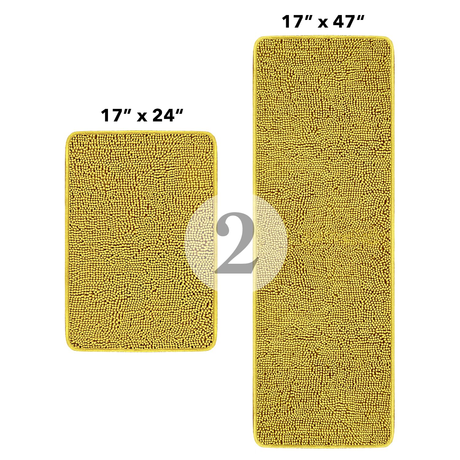 Pureswan Bathroom Rugs Sets 2 Piece - Absorbent And Washable Bath Mat, Non-Slip, Thick Soft Chenille Bath Rugs For Bathroom Floo