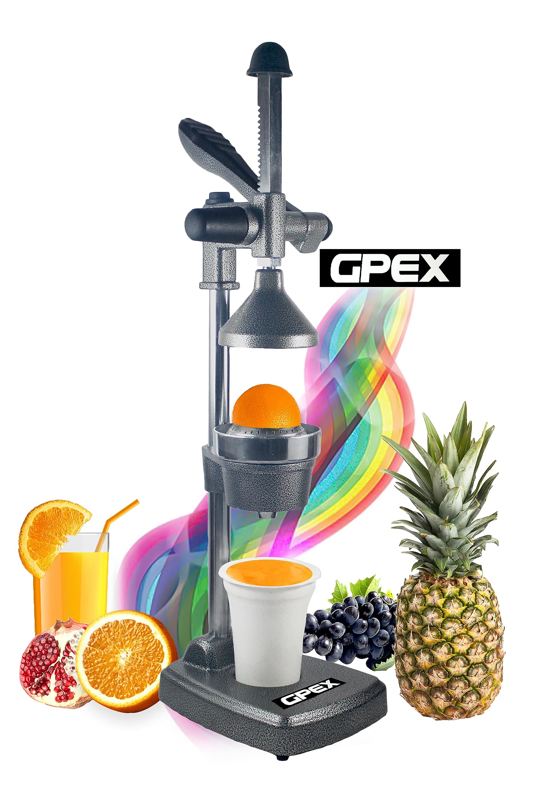 Gpex Hand Press Citrus Juicer, Manual Juice Machine For Instant Squeezer For Fruits And Vegetables  Cold Press Juicer (Grey)