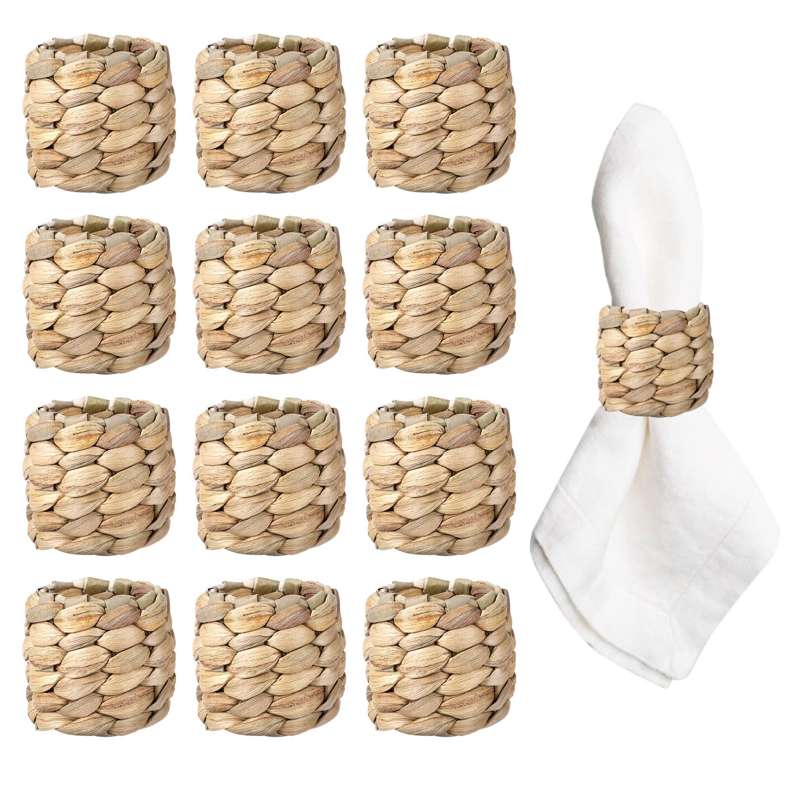 Aptwow Rustic Napkin Rings Set Of 12, Hand-Woven Farmhouse Fall Napkin Rings, Holiday Party, Christmas, New Year Eve, Thanksgivi