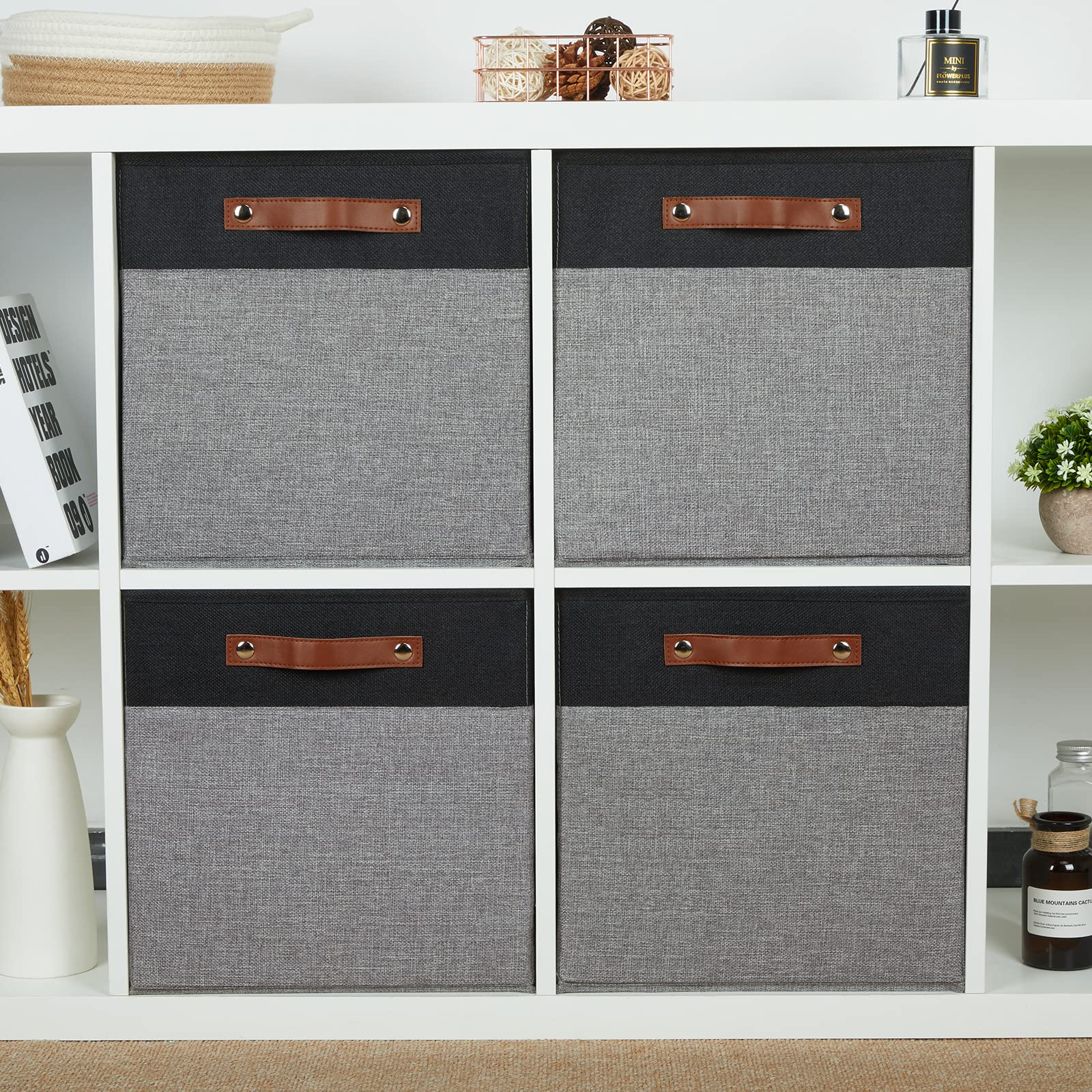 Dullemelo 13X13 Storage Cubes, Collapsible Sturdy Cube Storage Bins With Handles For Organizing,Fabric Storage Cubes Baskets For